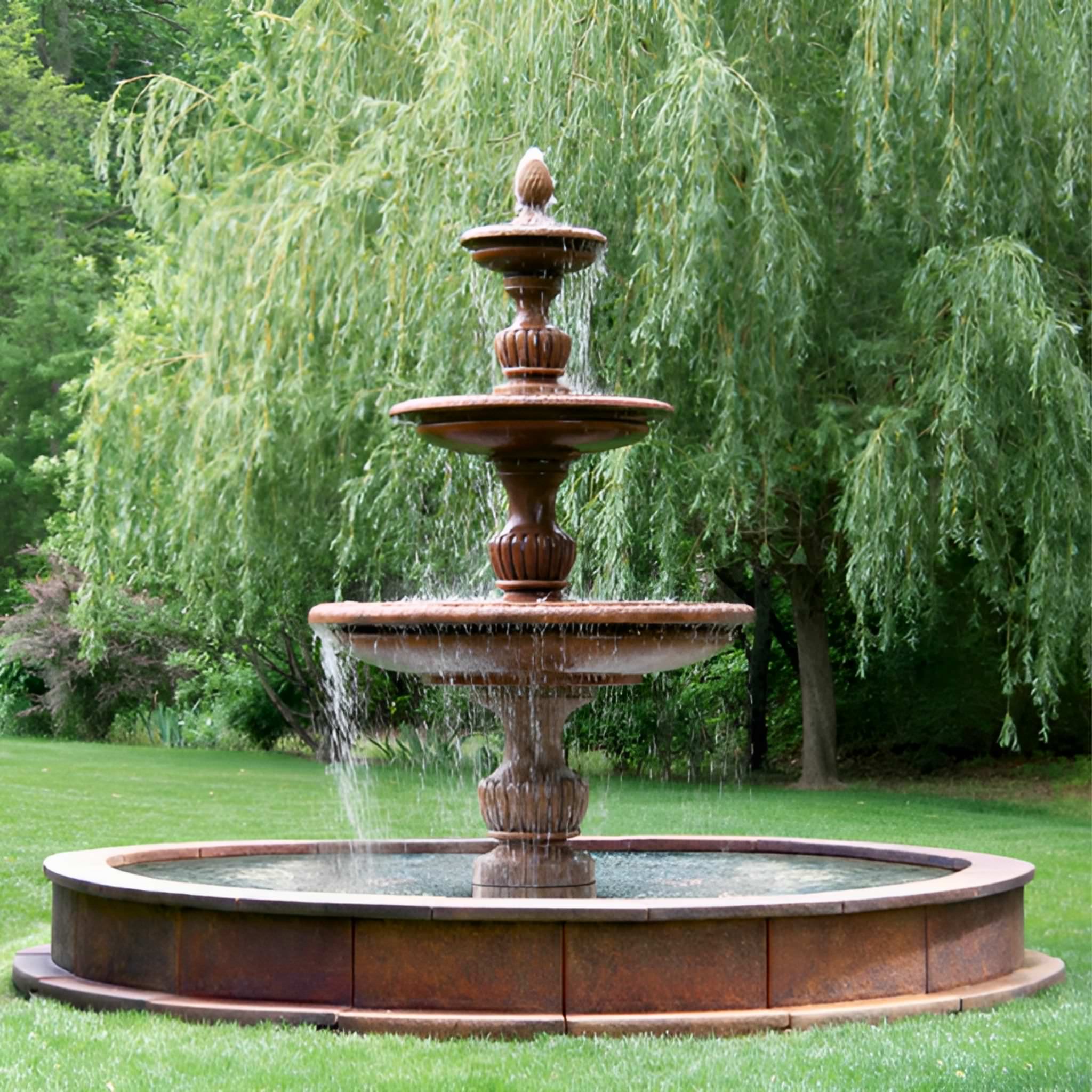 Savona 3-Tier Concrete Fountain w/Pool - Massarellis #3715