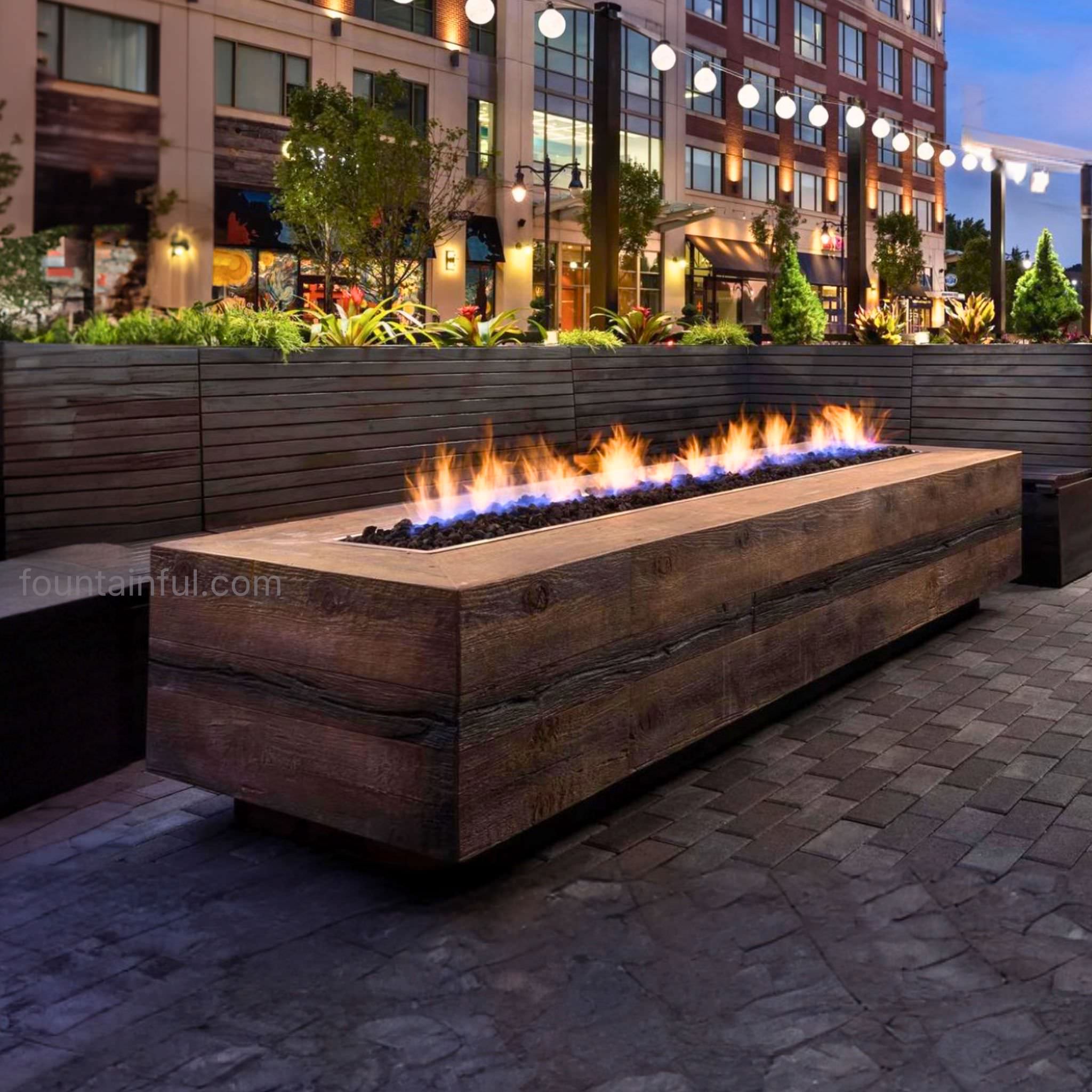Catalina "Woodgrain" Concrete Gas Fire Pit - The Outdoor Plus