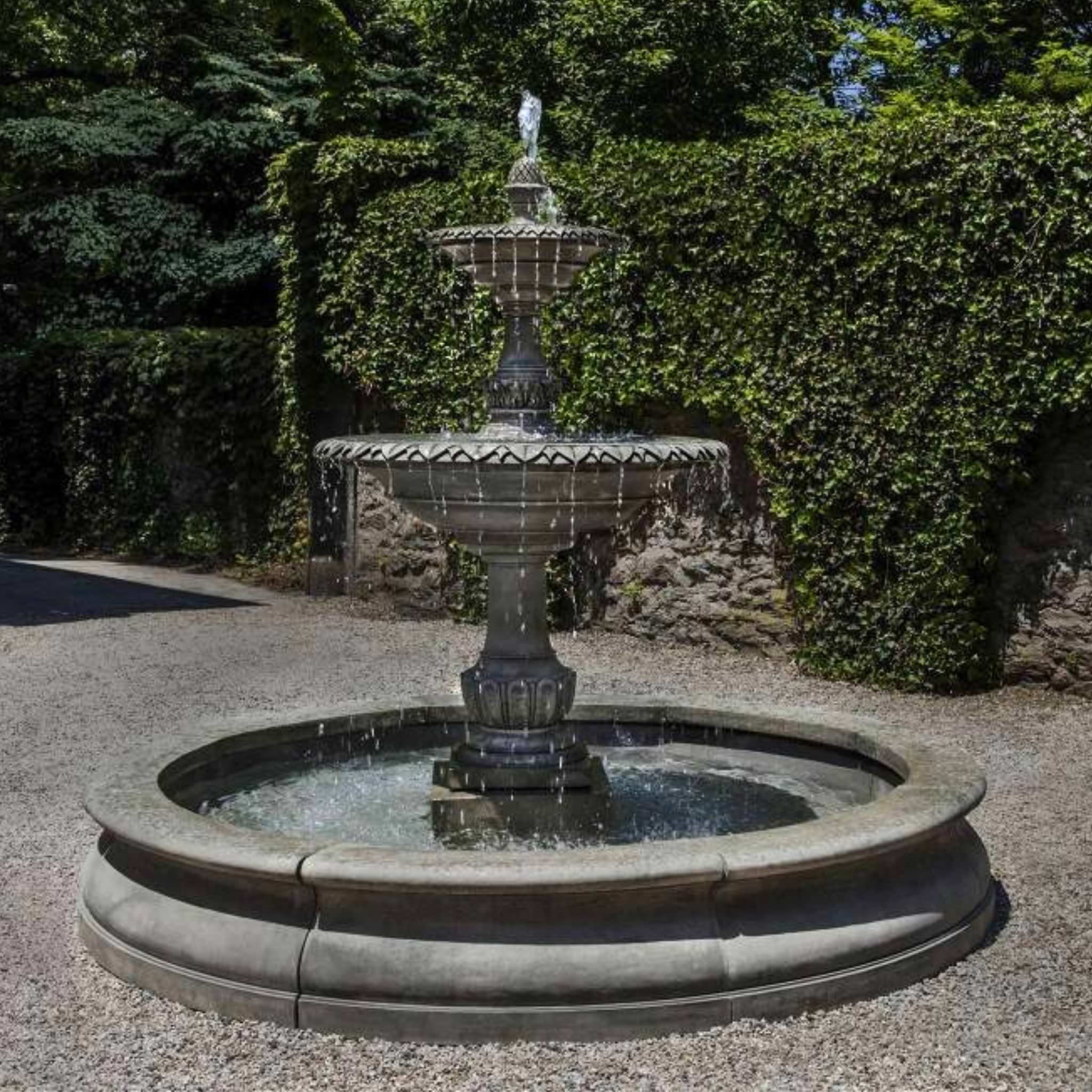 Charleston 2-Tier Concrete Fountain in Basin - Campania #FT257