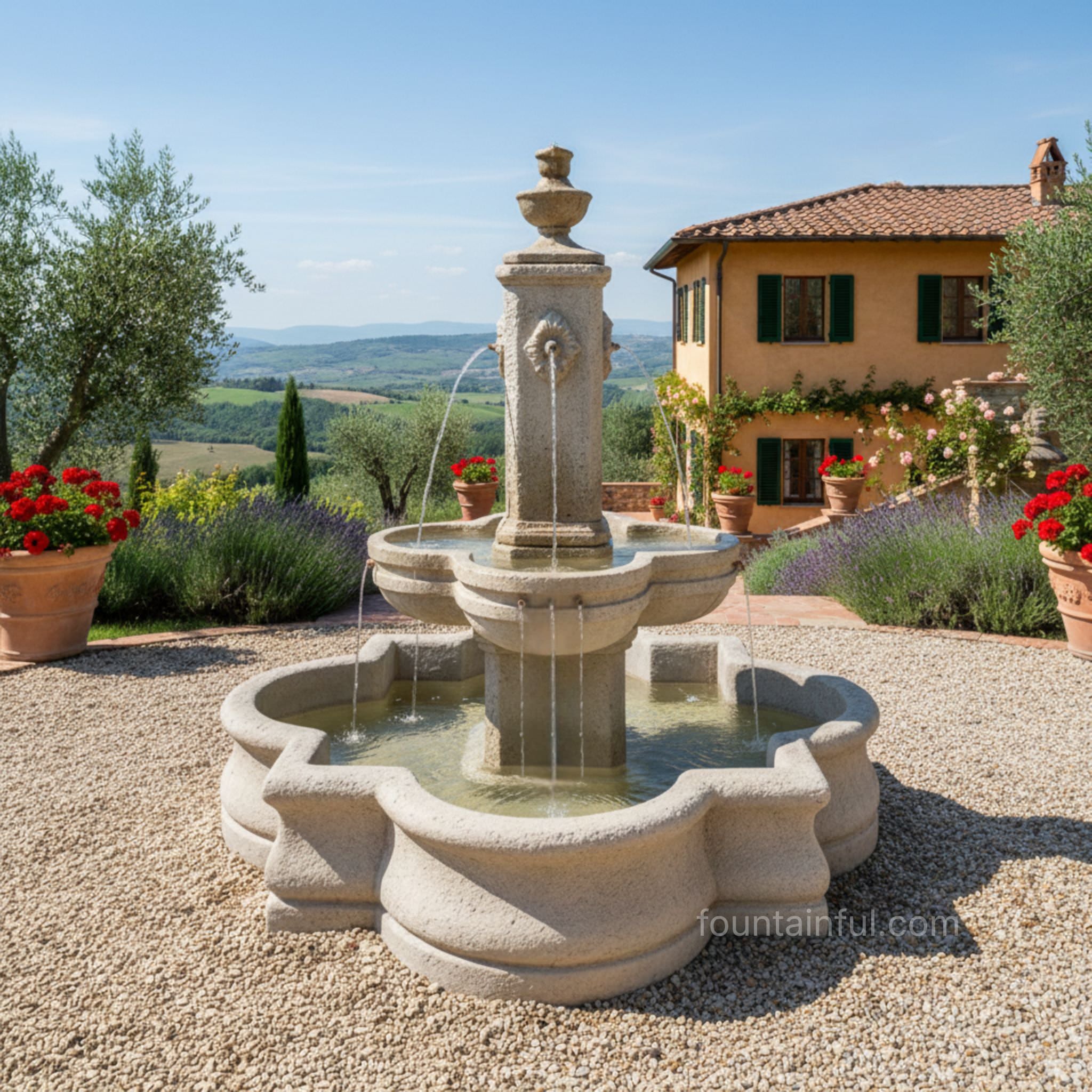 Diamante Courtyard Fountain with Basin - Fiore #271FAQ - Luxury Italian Decor