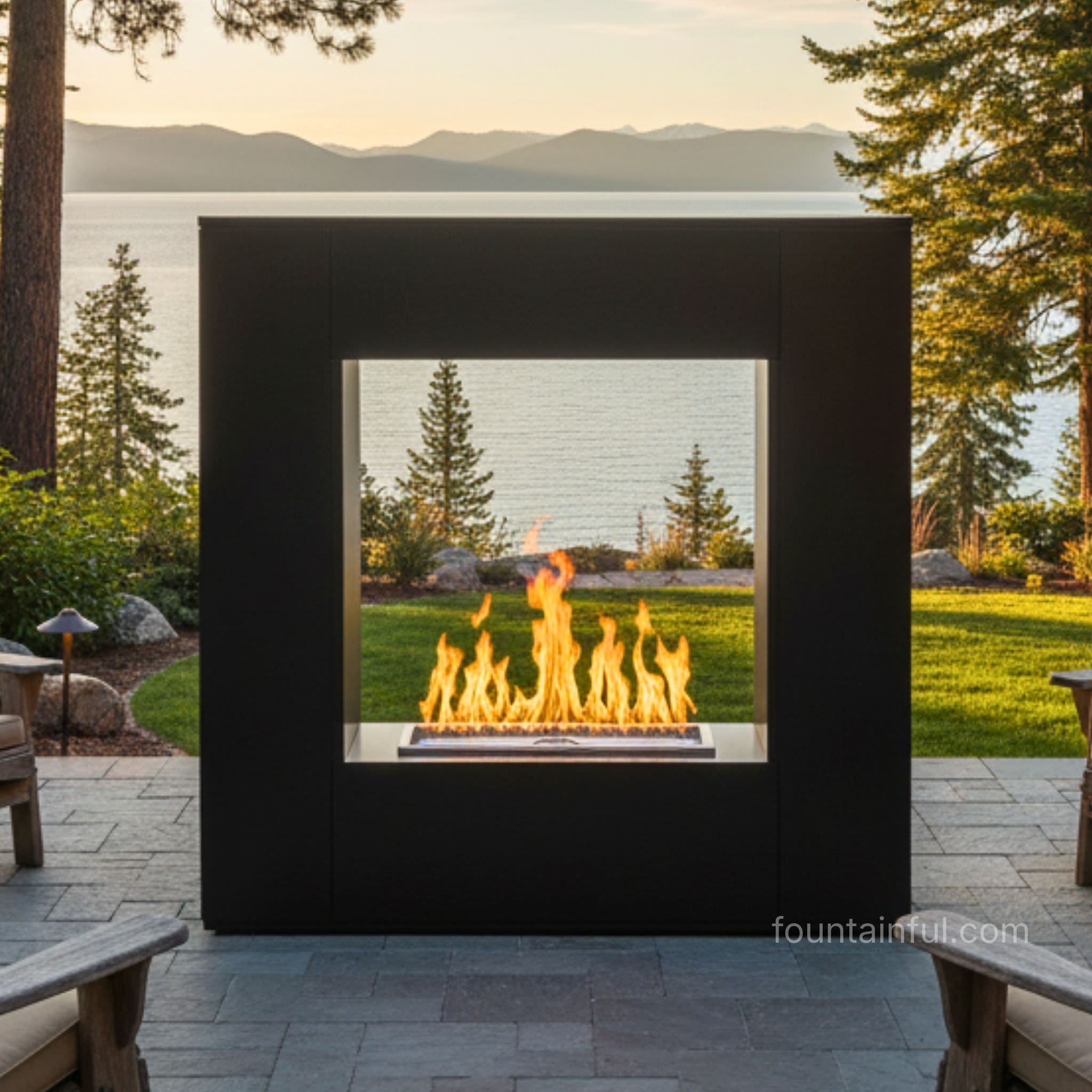 The Williams Steel Gas Fireplace - Outdoor Plus - Luxury Rustic Decor