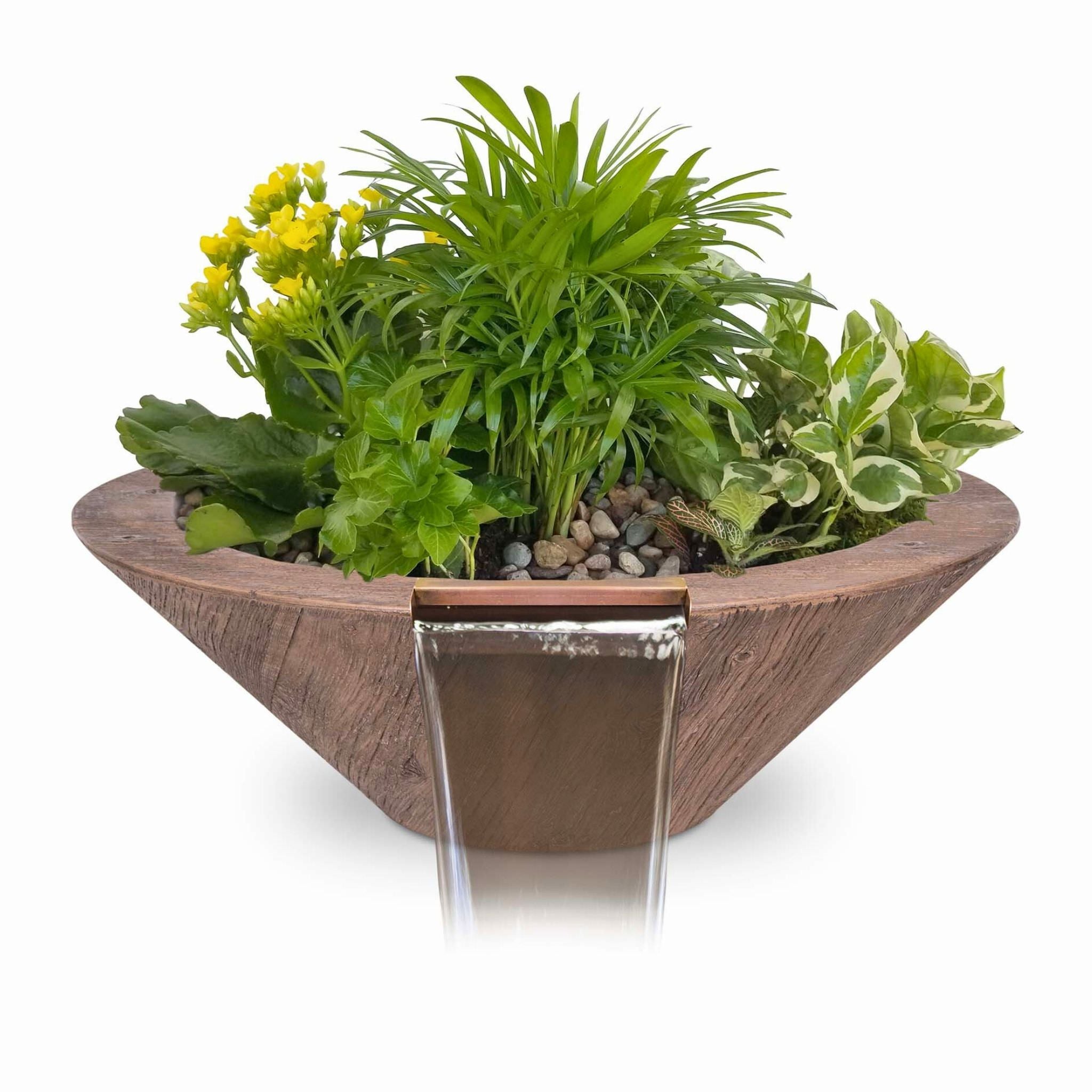 "Cazo" Wood Grain Concrete Planter & Water Bowl - The Outdoor Plus