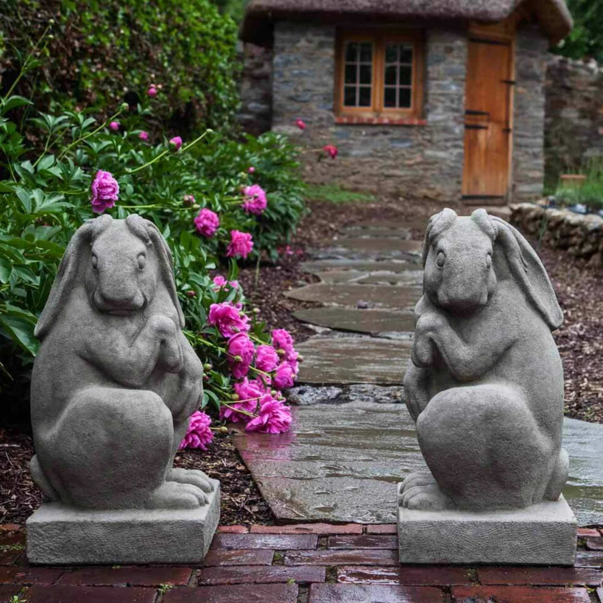 Newport Rabbit Concrete Garden Statues - Campania #A509