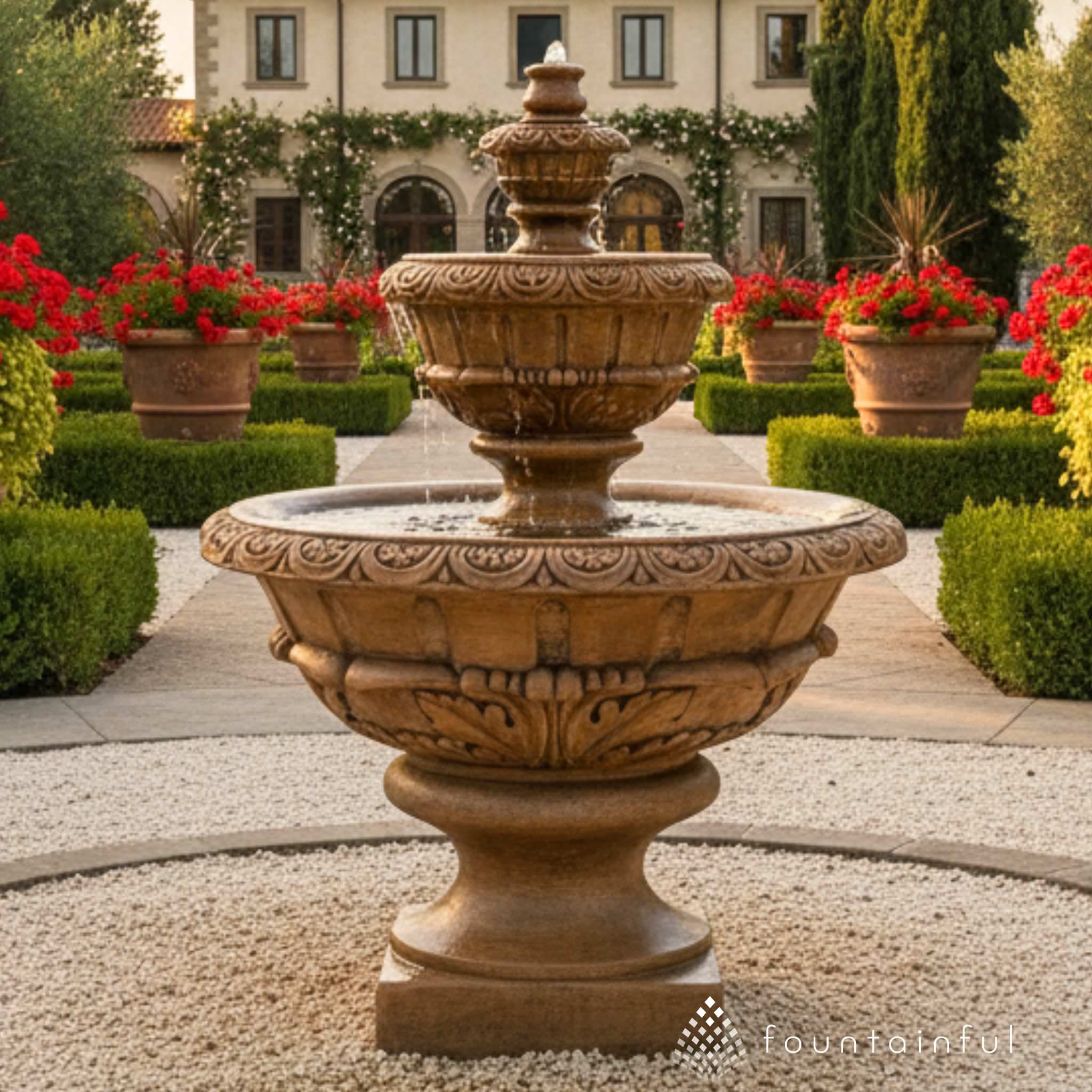 Roma 3-Tier Concrete Fountain - Fiore #234