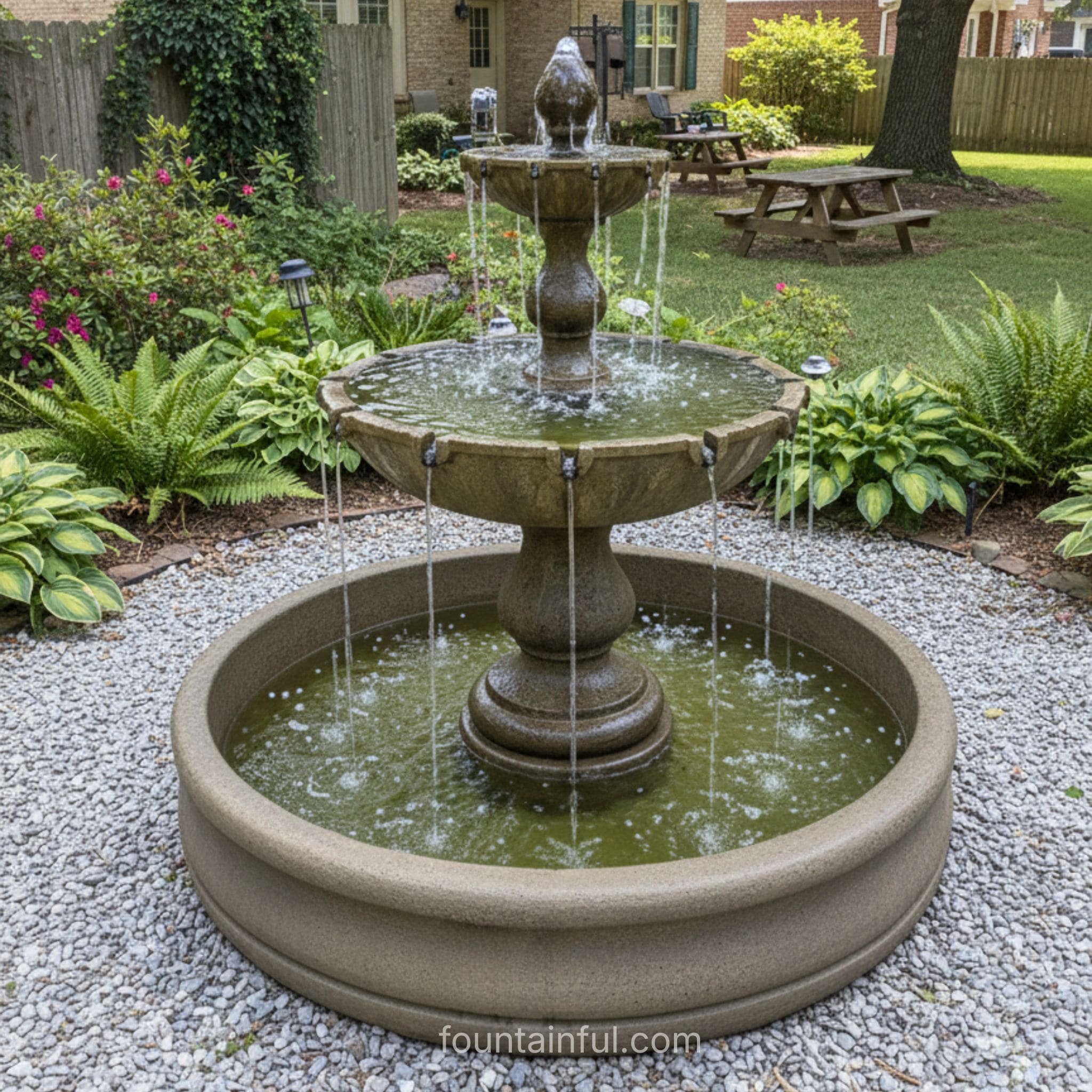 Vincenza 2-Tier Fountain in 55" Basin - Fiore #LG142FB - Luxury Italian Garden