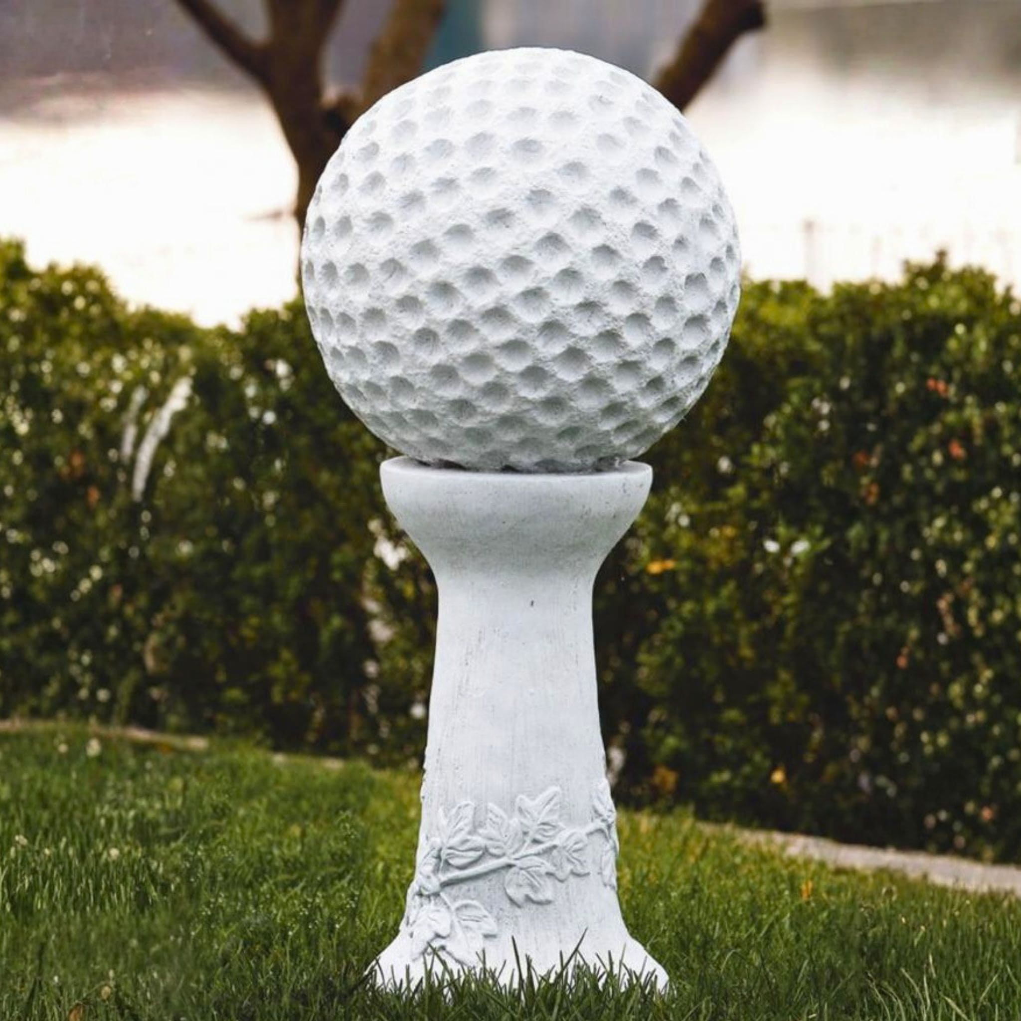 Golf Ball on Pedestal Concrete Garden Statue - Massarellis 4248