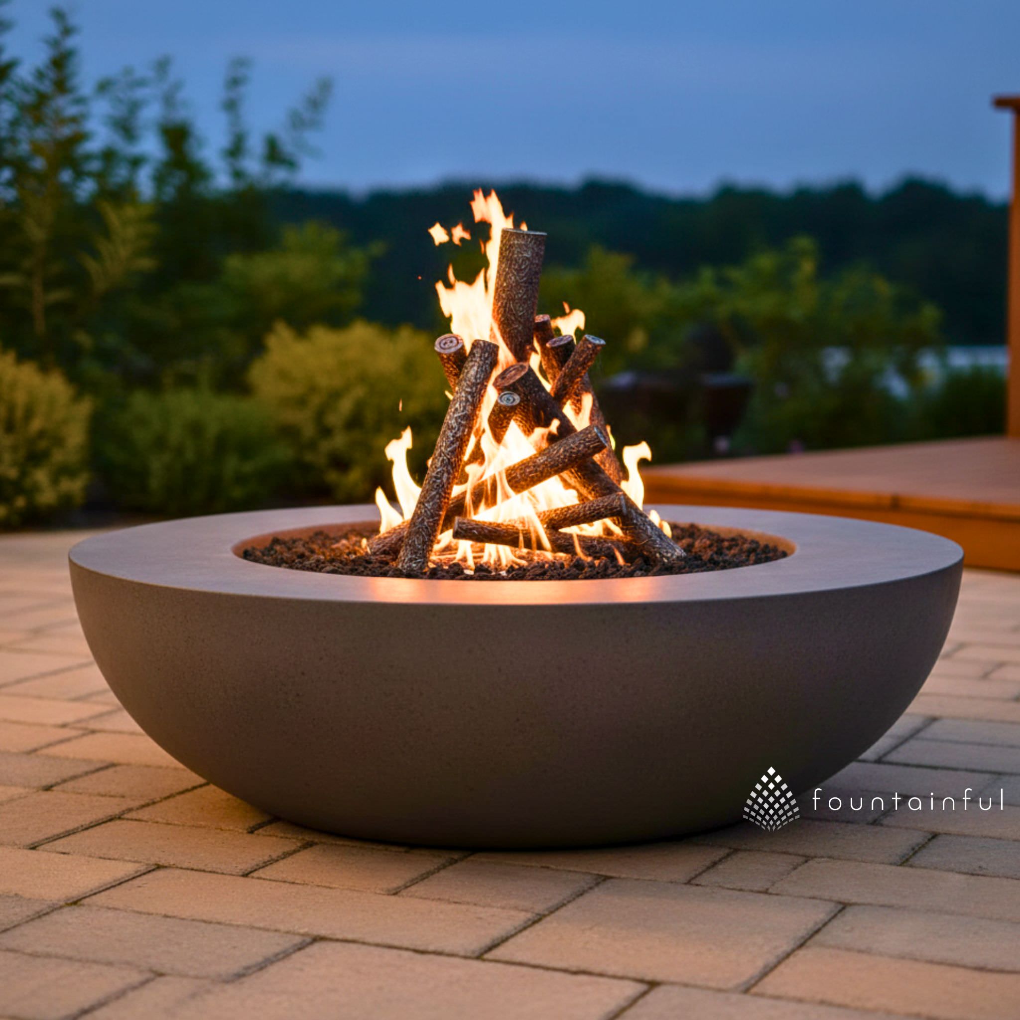 Steel Log Pile Fire Ornament - Outdoor Plus