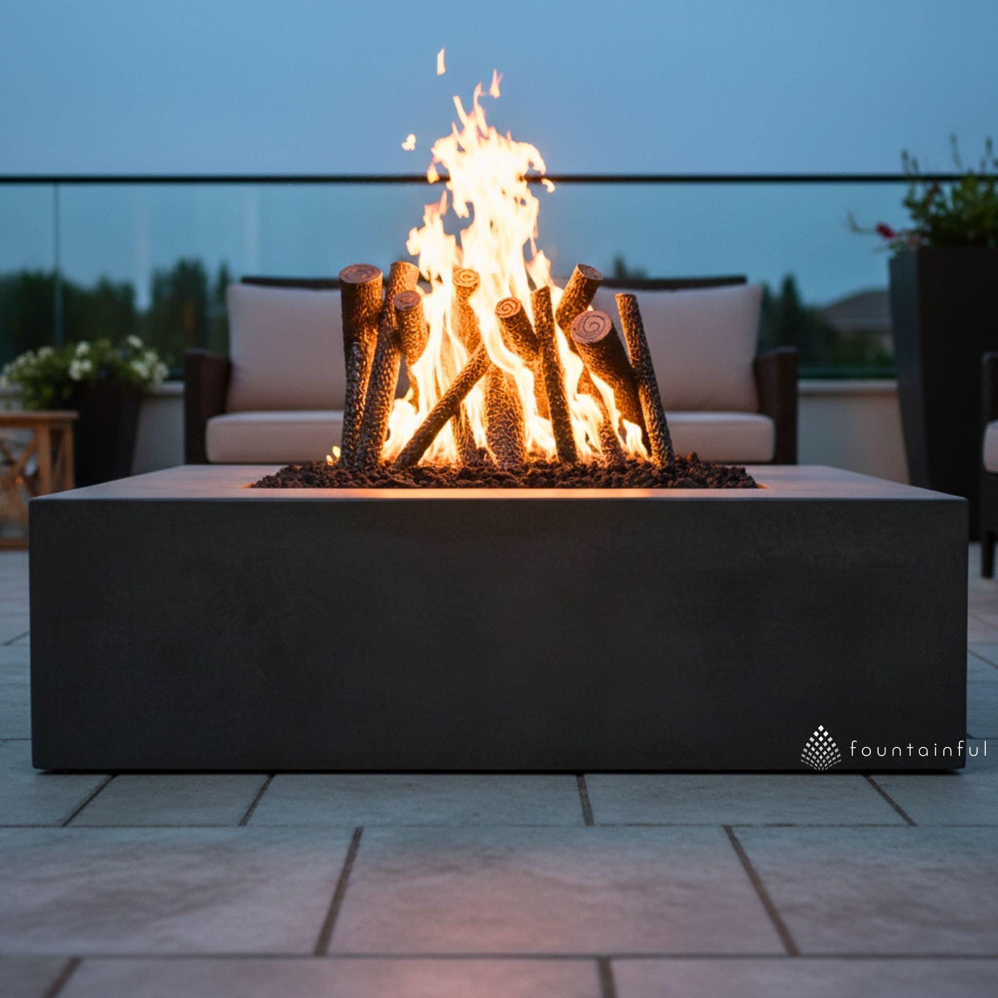 Steel Upright Logs Fire Ornament - Outdoor Plus