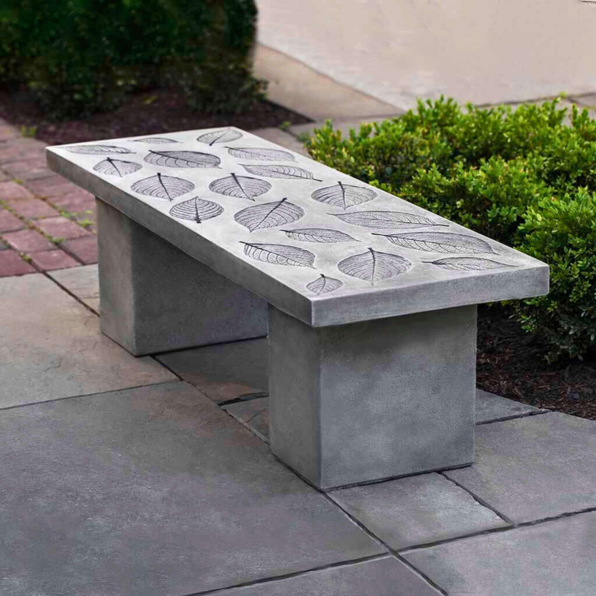 Hydrangea Leaf Concrete Garden Bench - Campania #BE131
