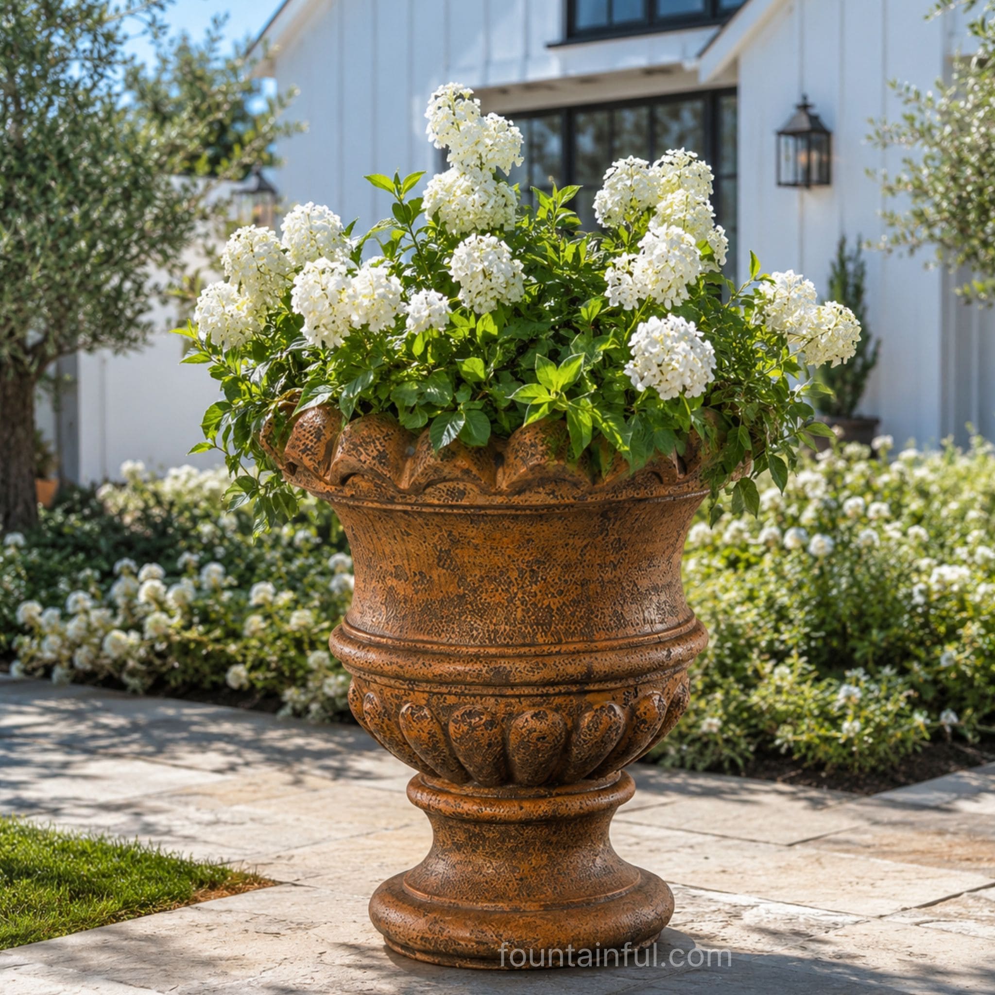 Scallop Urn Concrete Planter - Fiore #679 - Large Concrete Planter