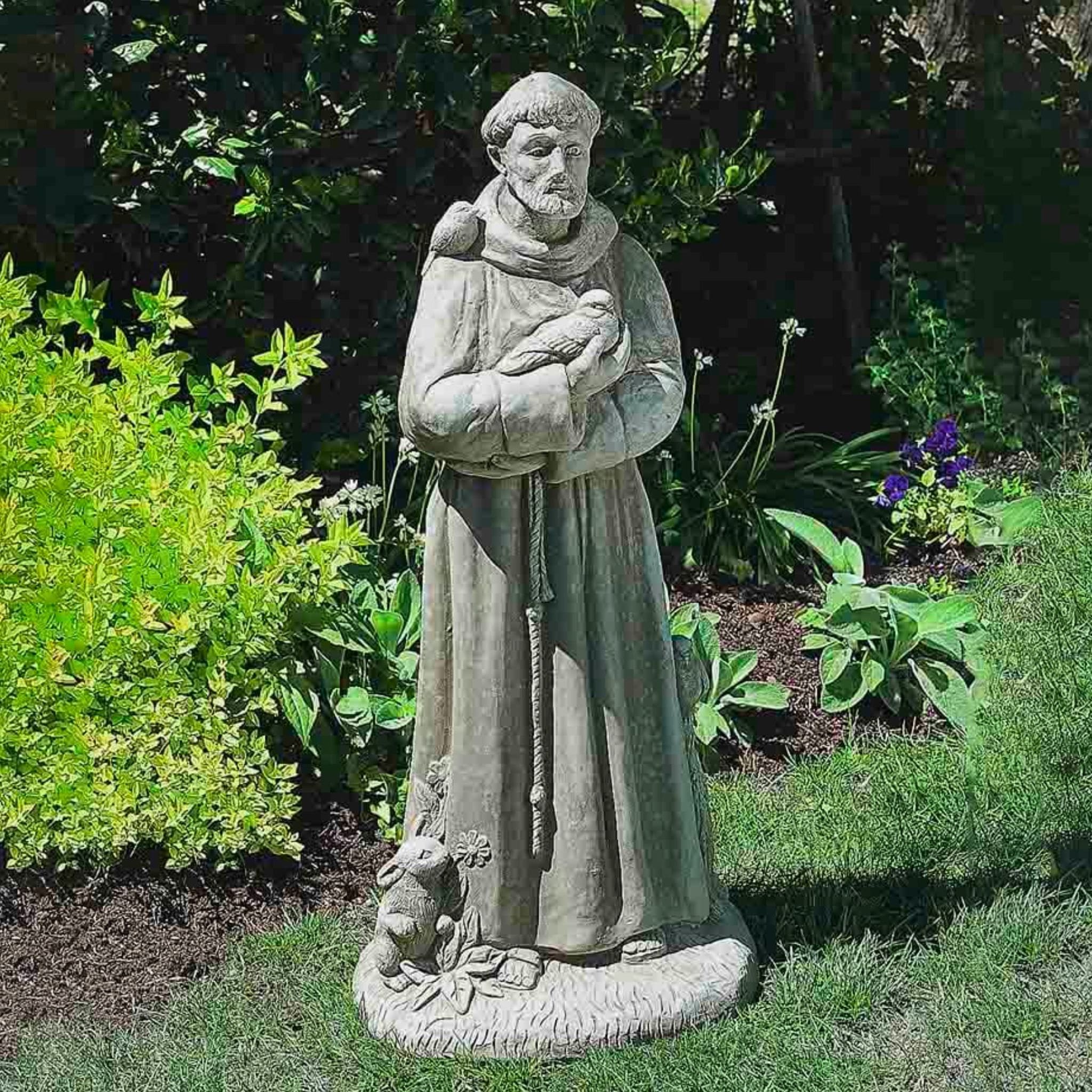 Tall St. Francis (36") w/Animals Concrete Garden Statue - Campania #R027