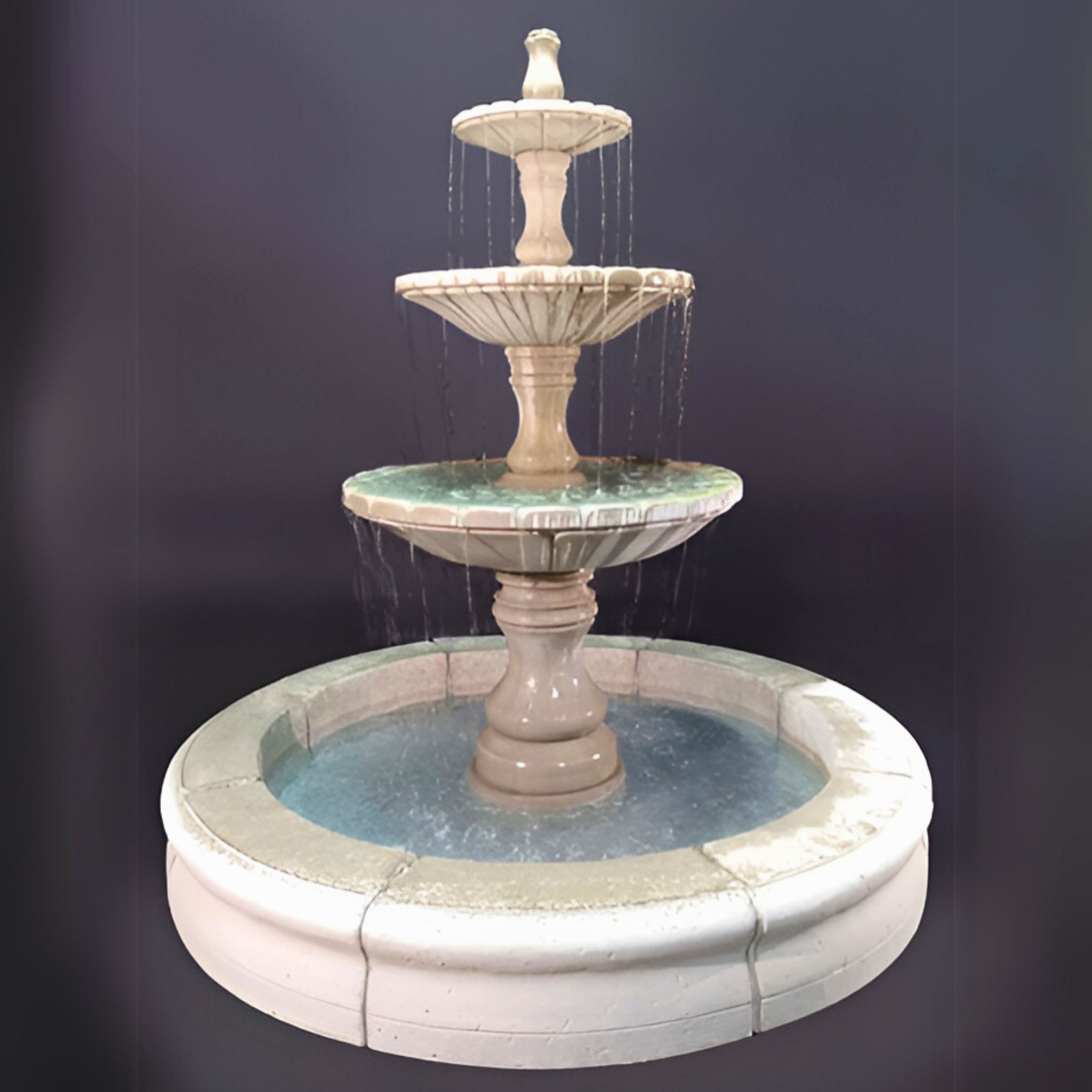 Monaco 3-Tier Concrete Pond Fountain - Fiore #LG169