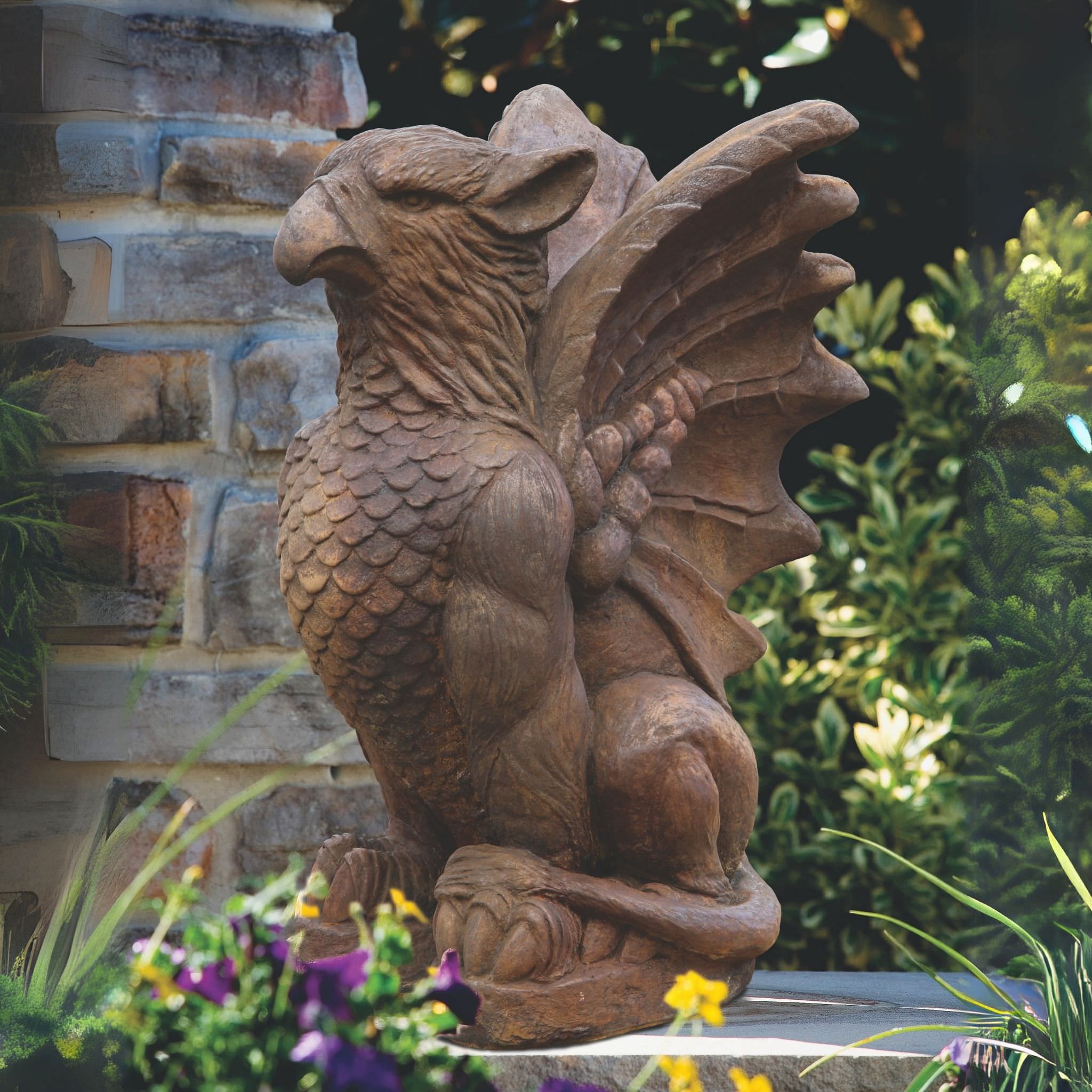 Griffin Large Concrete Garden Statue - Massarellis #5377