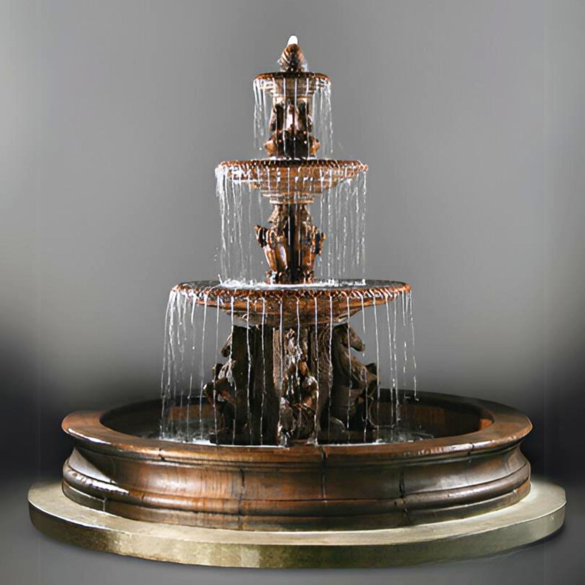 Cavalli 3-Tier Fountain with 12-foot Bracci Basin - Fiore #2133