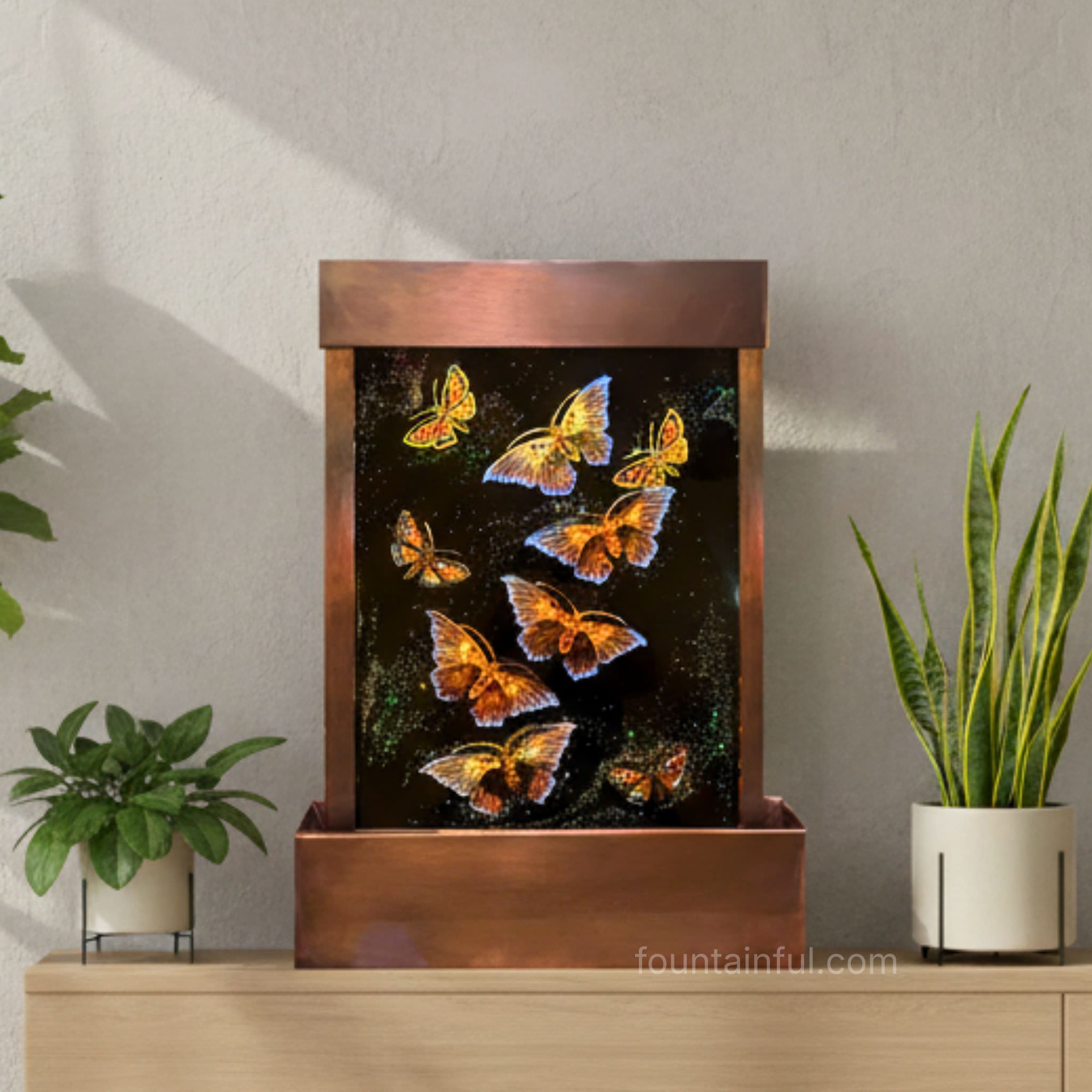  Papillion  Butterfly Tabletop Fountain - Cameron Harvey - Bronze copper metal