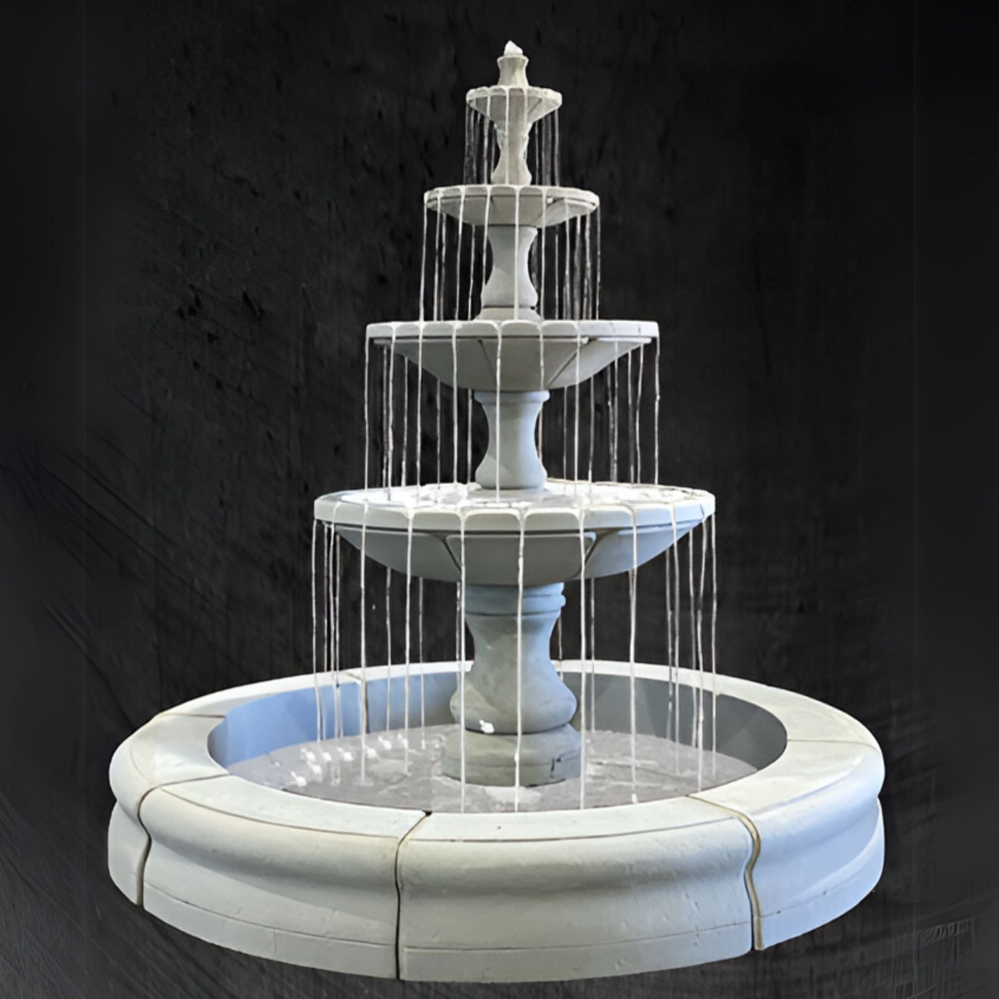 Monaco Medium 4-Tier Concrete Pond Fountain - Fiore #LG169FMR