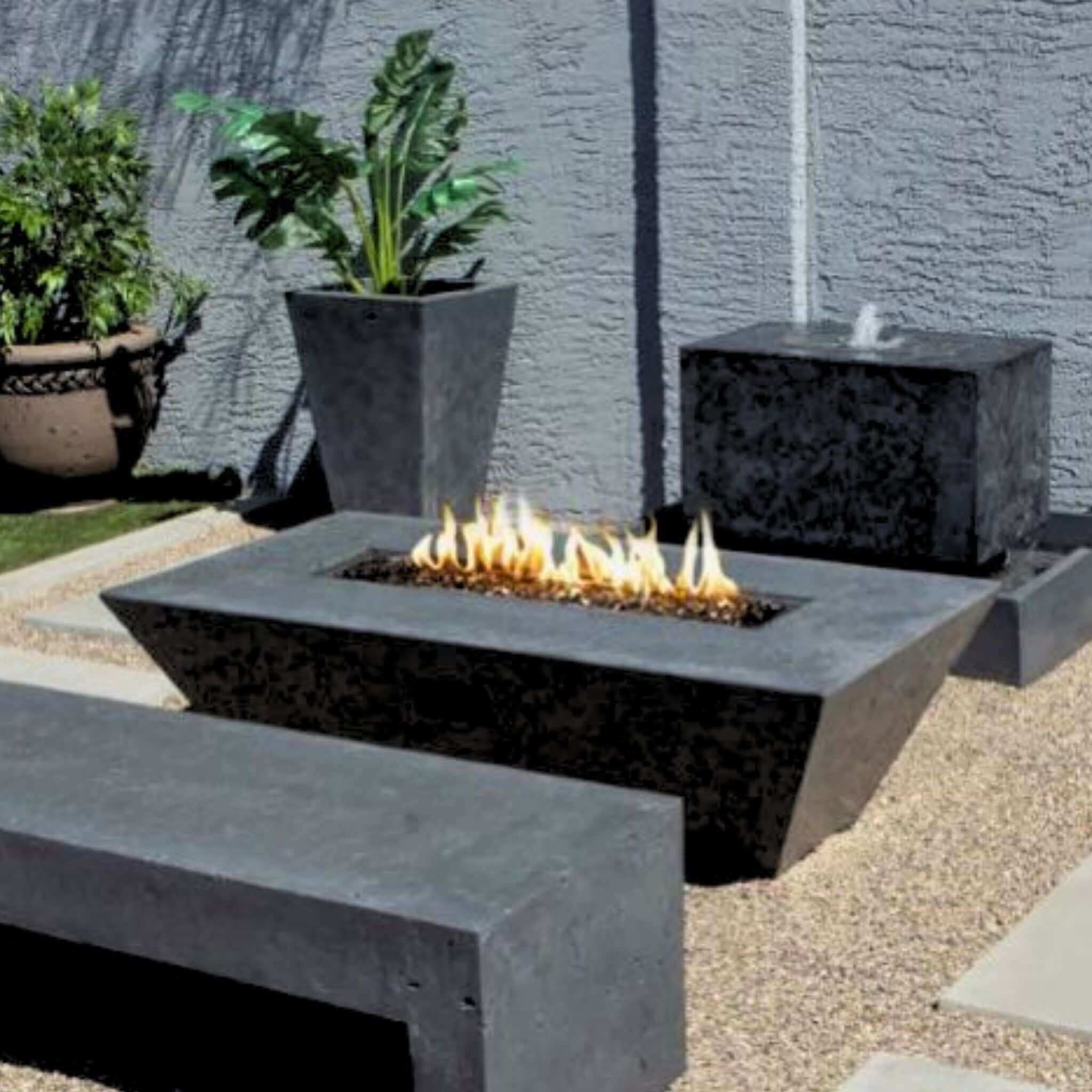 Linear Concrete Gas Fire Table - Phoenix Design Cast