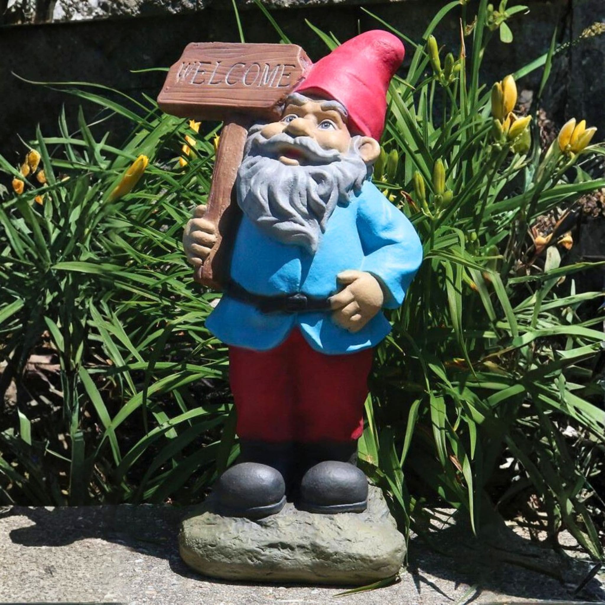 Lazy Daze Welcome Gnome Concrete Statue - Massarellis #2387