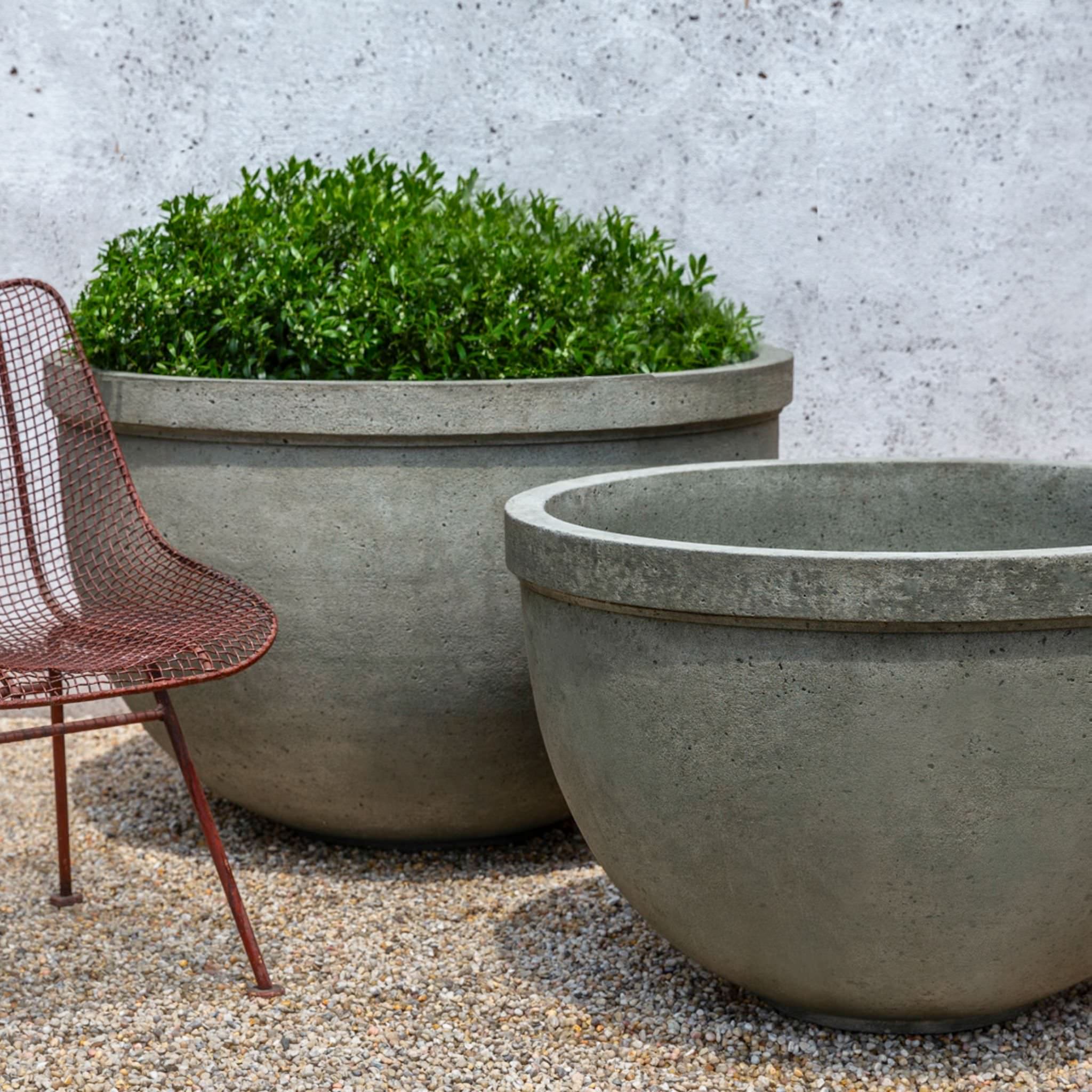 Huntington Concrete Bowl Planters - Campania P797A P798A