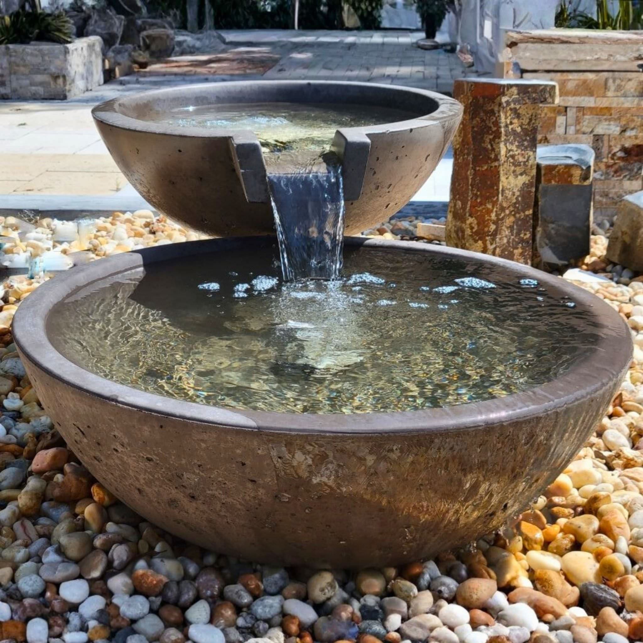 Double Bowl Spillway Concrete Fountain - Complete Kit