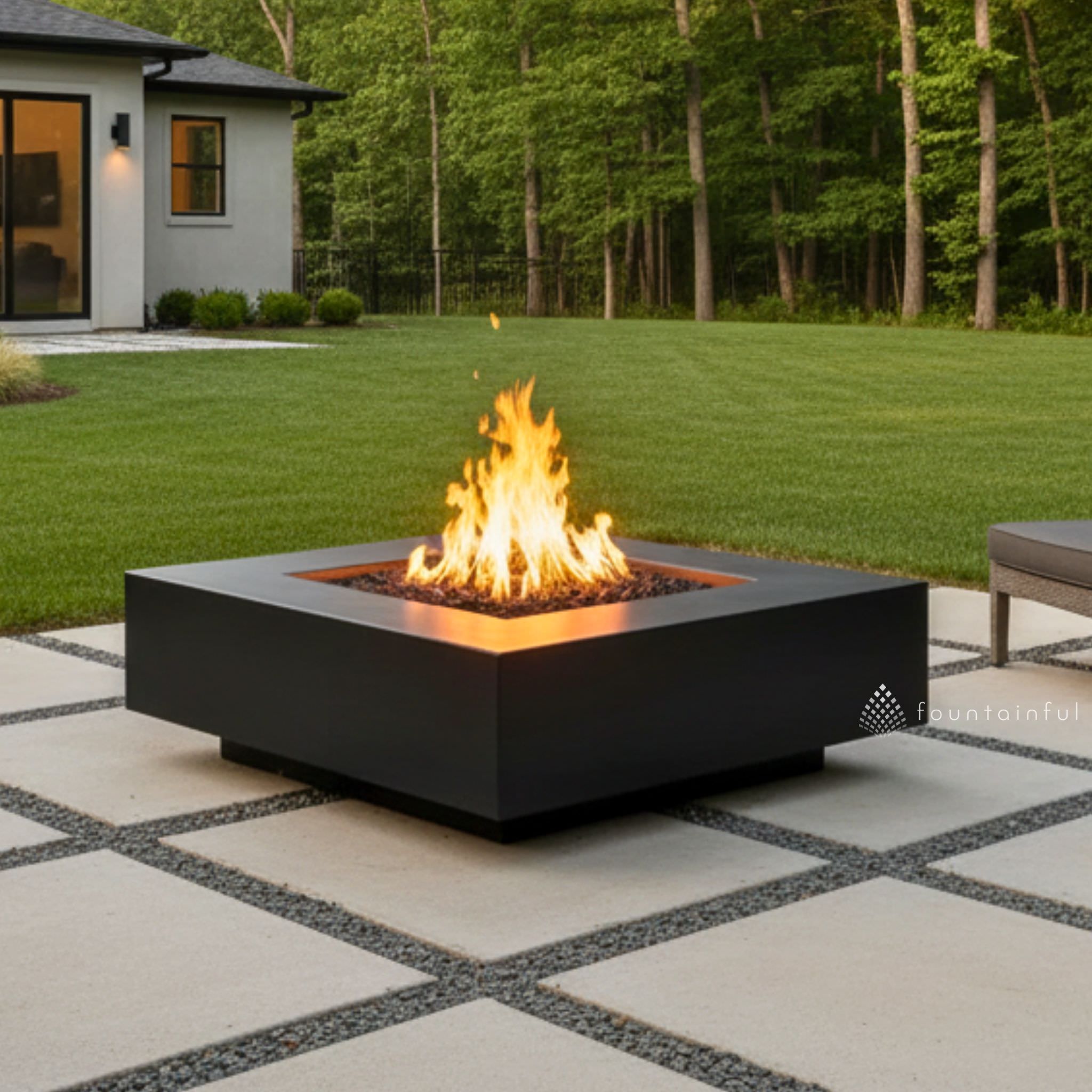 Cabo Square Concrete Gas Fire Pit - Outdoor Plus GFRC
