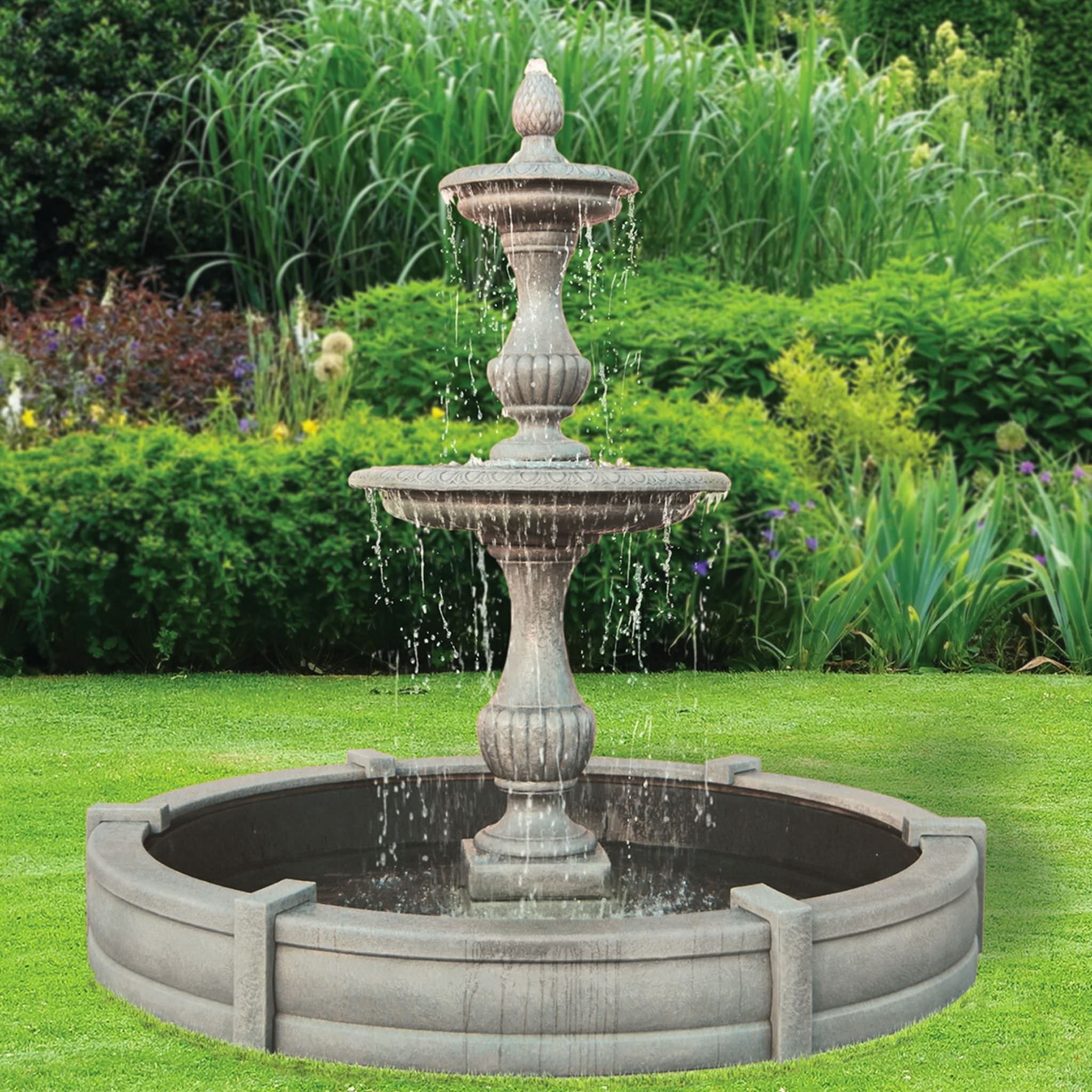 #3772 Savona 2-Tier Concrete Fountain w/Pool - Massarellis #3772