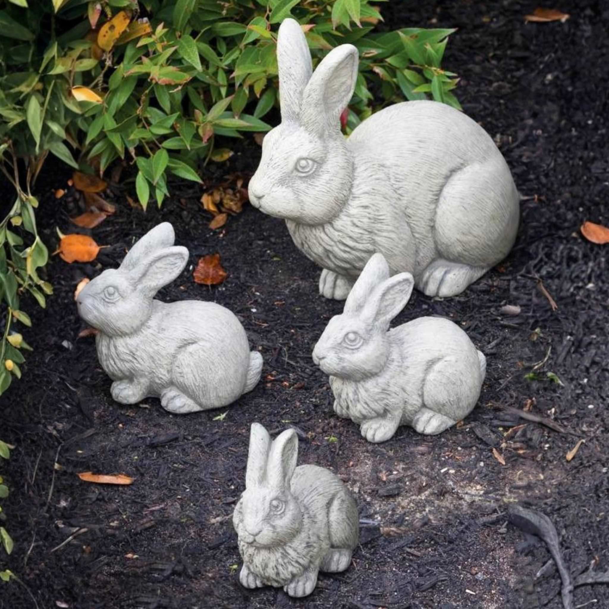 Rabbit Set 4-Piece Concrete Garden Statues - Massarellis #2815 - Farmhouse Decor