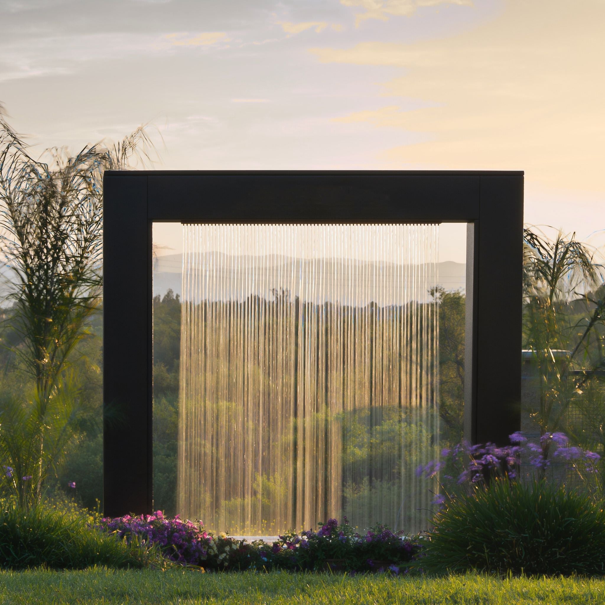 Paradise Falls Rain Curtain Steel Water Feature - Outdoor Plus