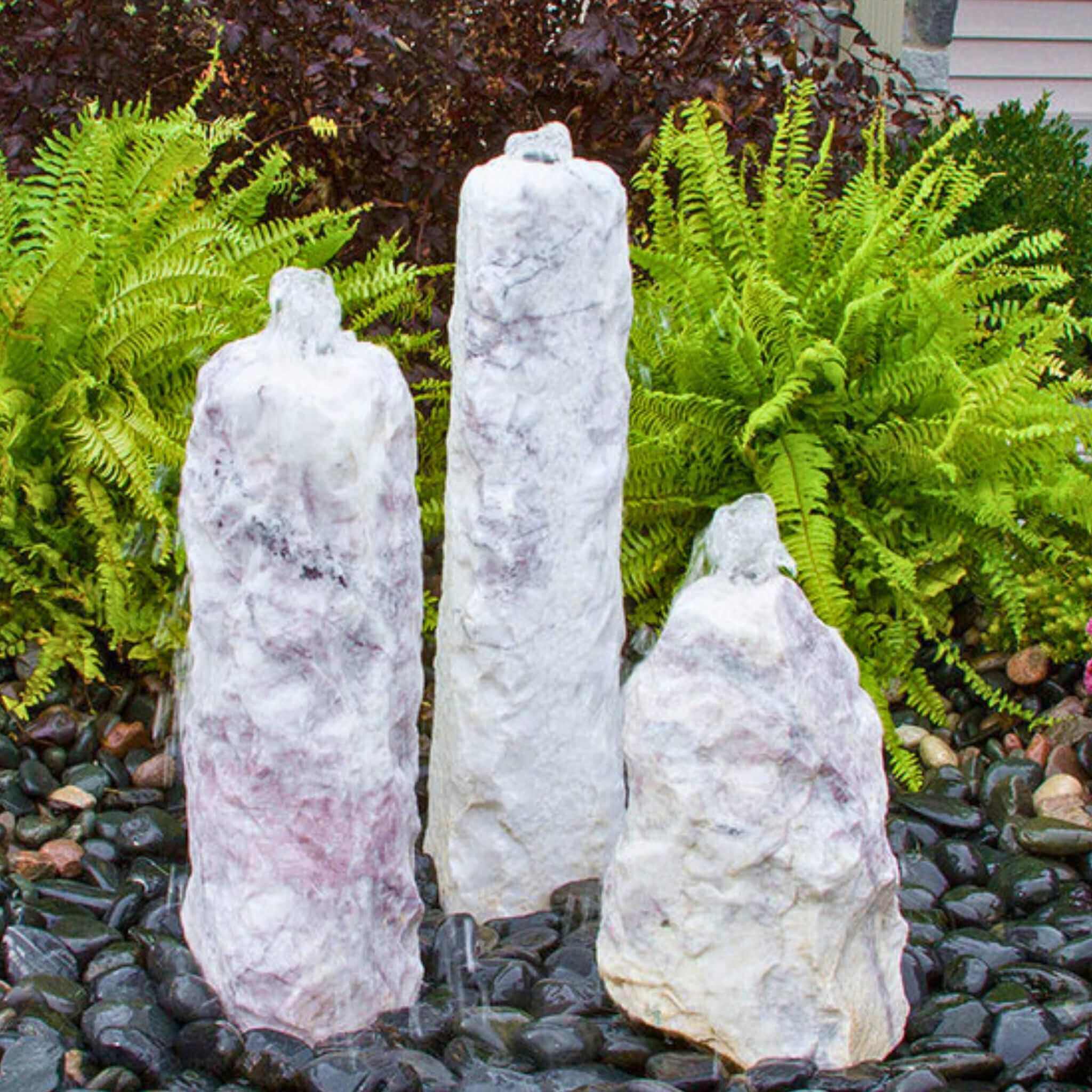 Chiseled "Lilac" 3-Column Stone Fountain - Complete Kit - Blue Thumb