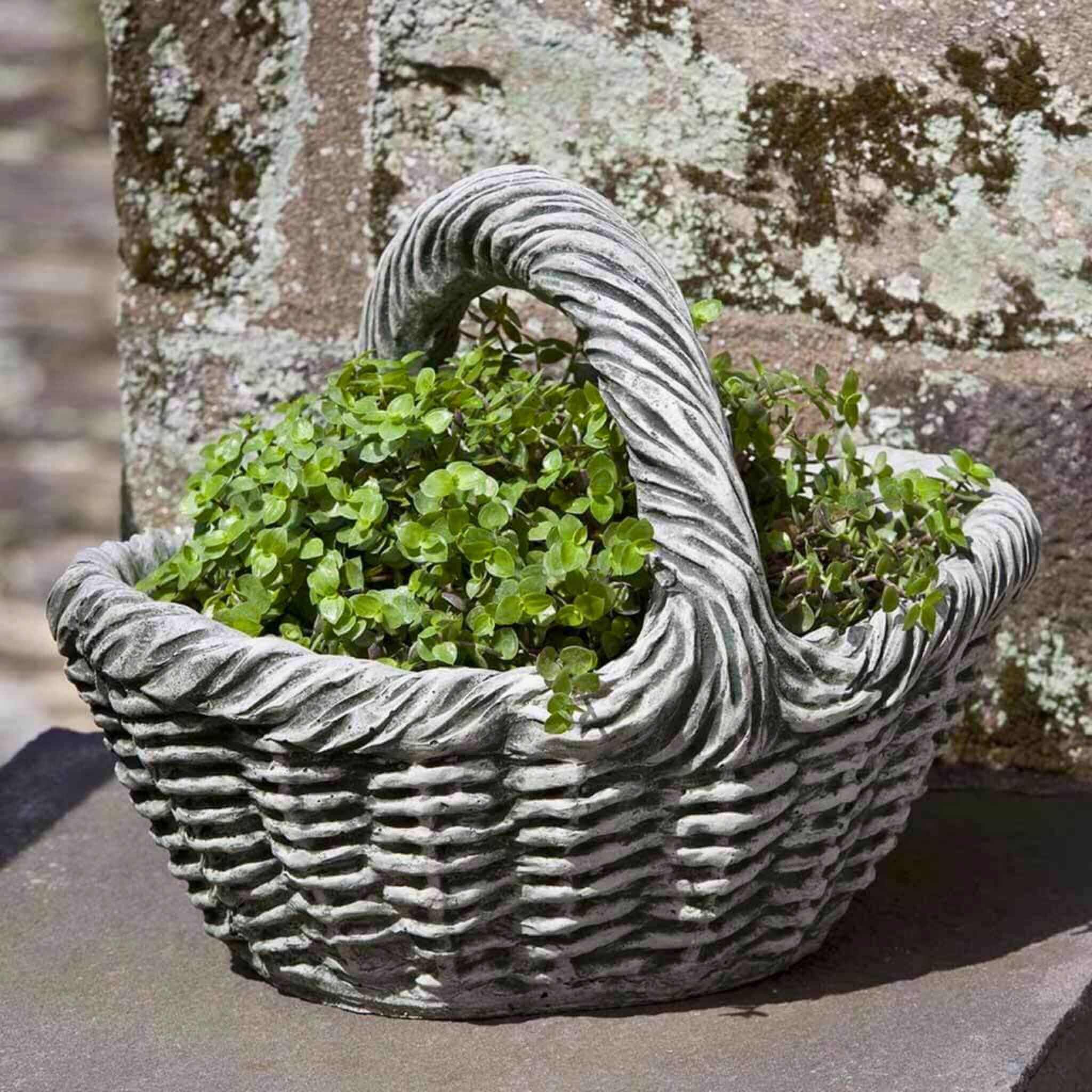 Small Basket With Handle Concrete Planter - Campania #P263