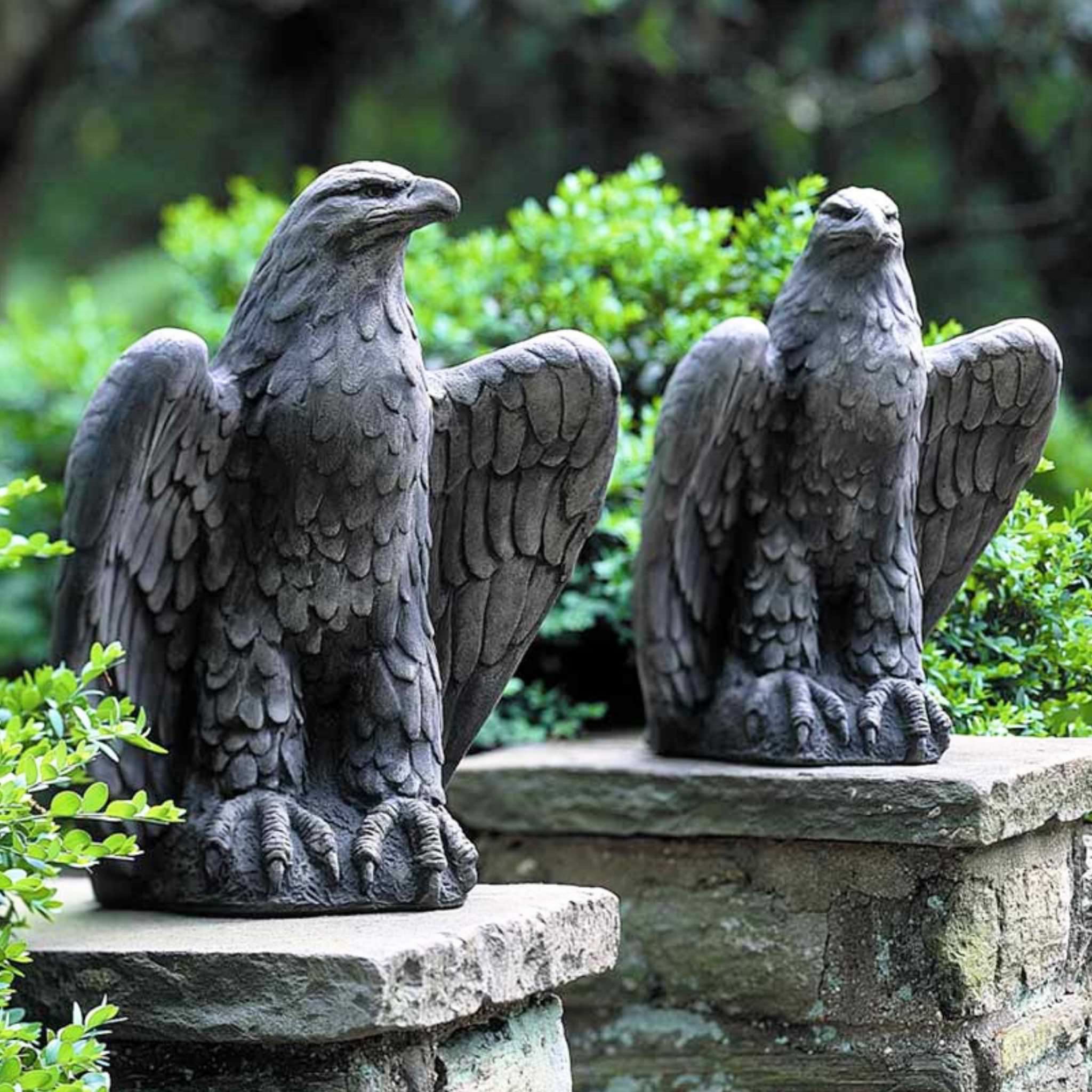 Eagles Looking Left & Right Concrete Garden Statues - Campania #A253