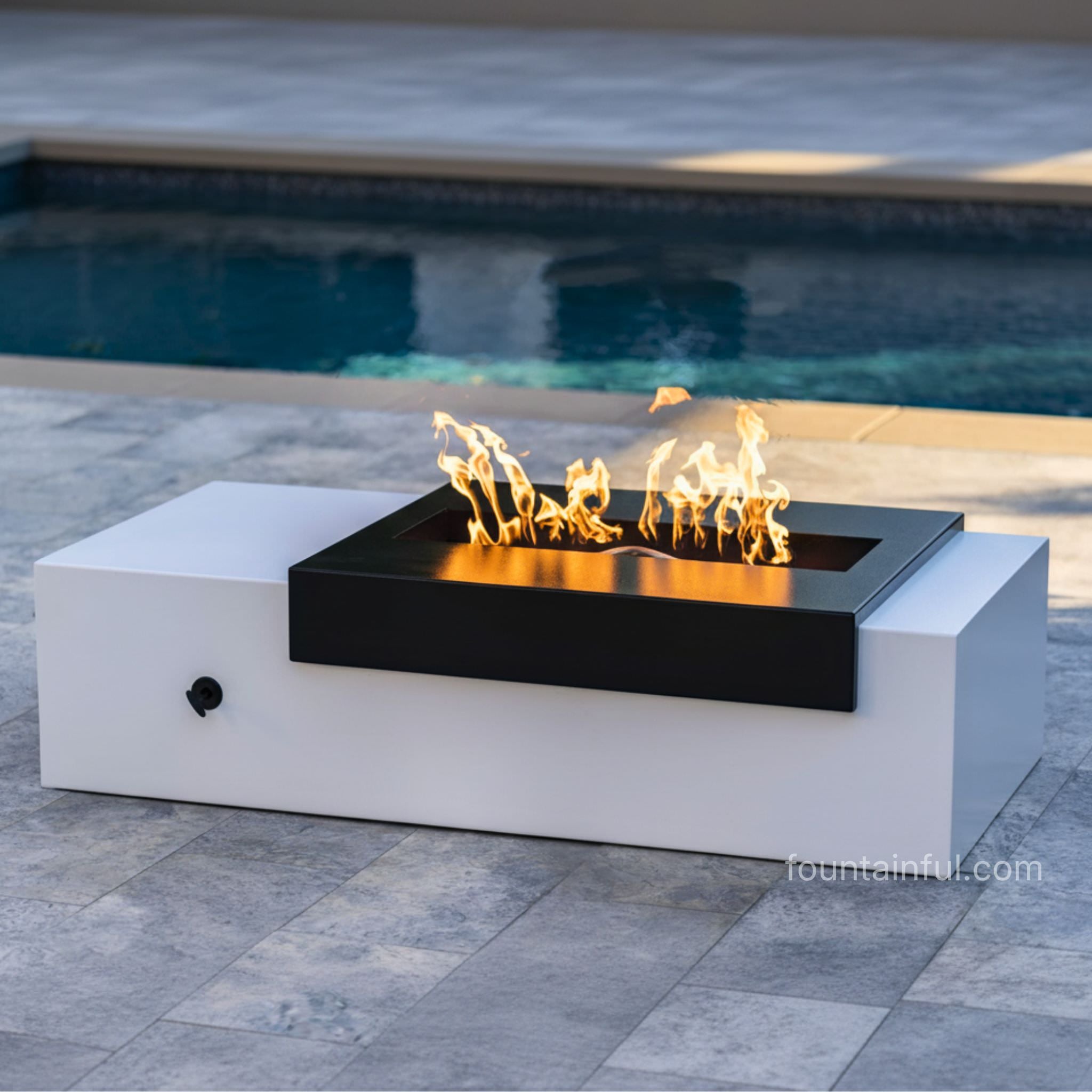 Moonstone Steel Gas Fire Pit Black & White Collection - Outdoor Plus