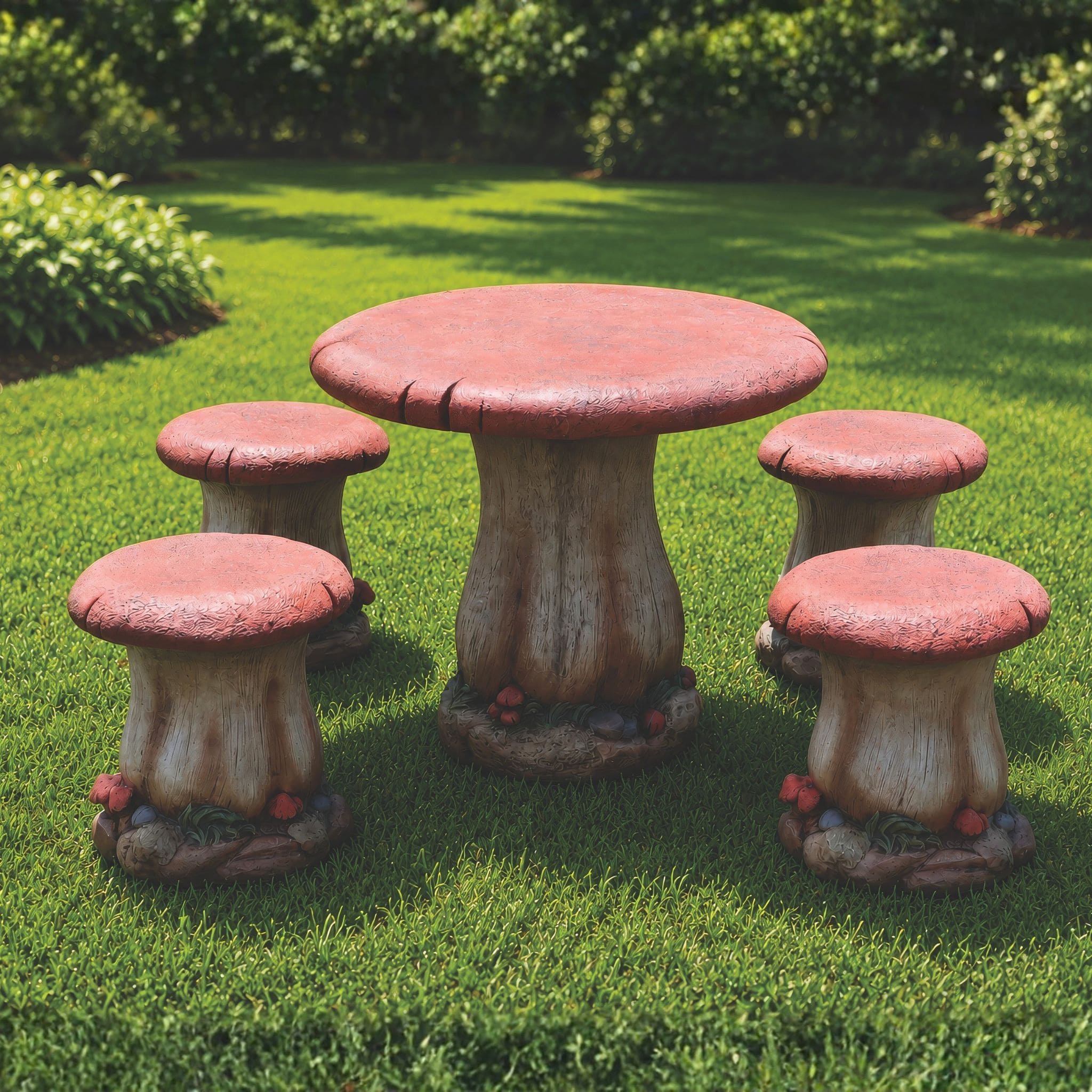 Mushroom Concrete Table Set - Massarellis #2414 Fairy Garden Decor