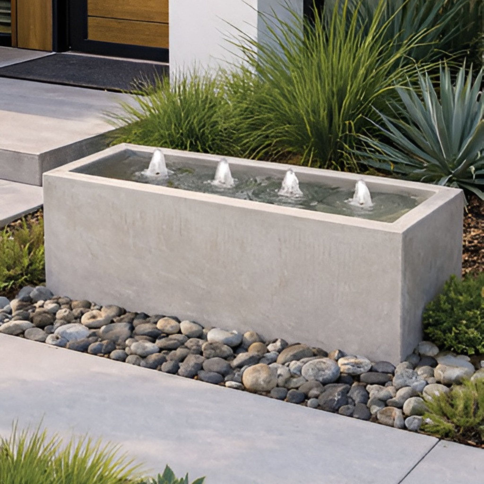 Modern Rectangular Bubbler Concrete Fountain - Fiore #2022FL - Modern Linear Decor
