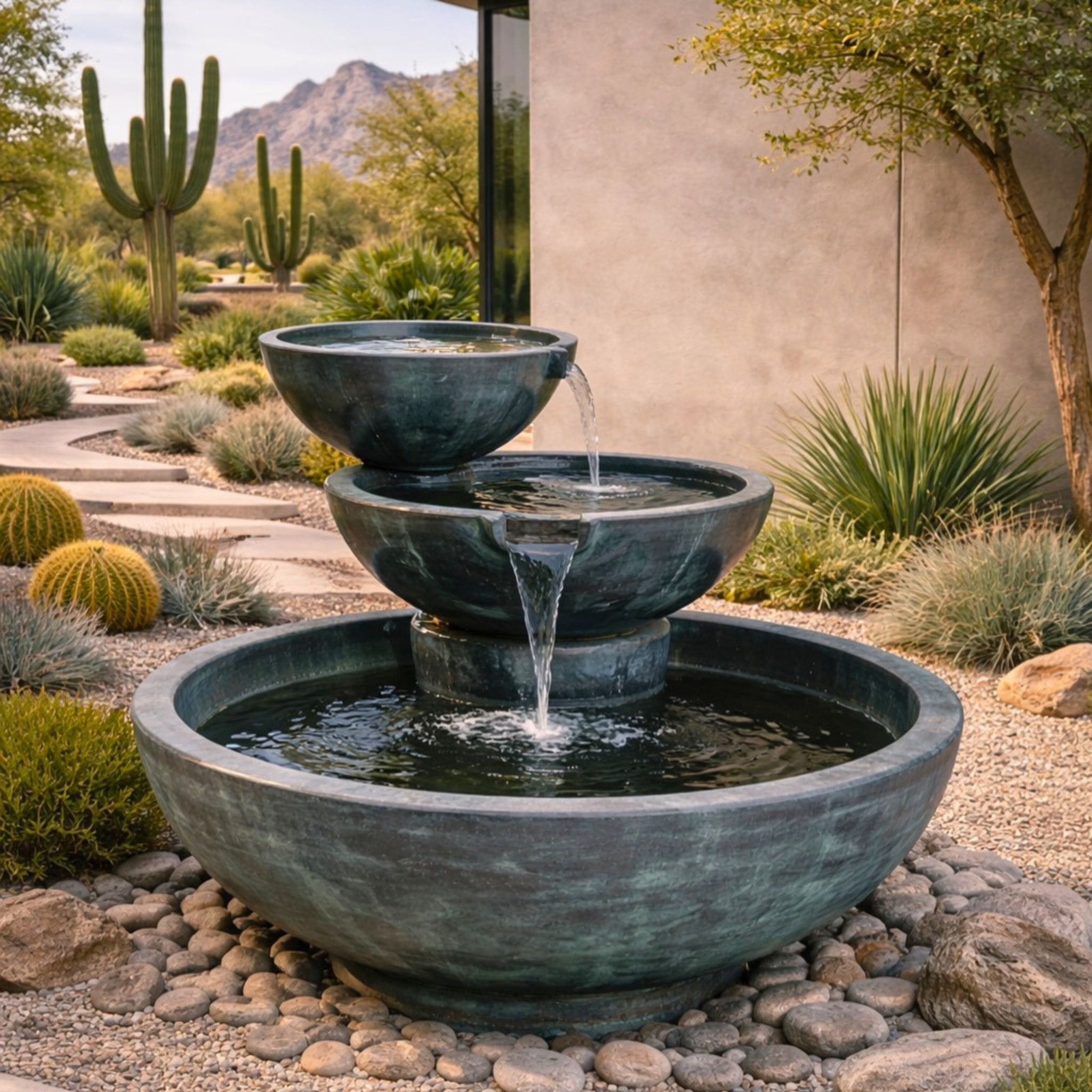 Cascata Spillway Concrete Fountain - Fiore #2011F