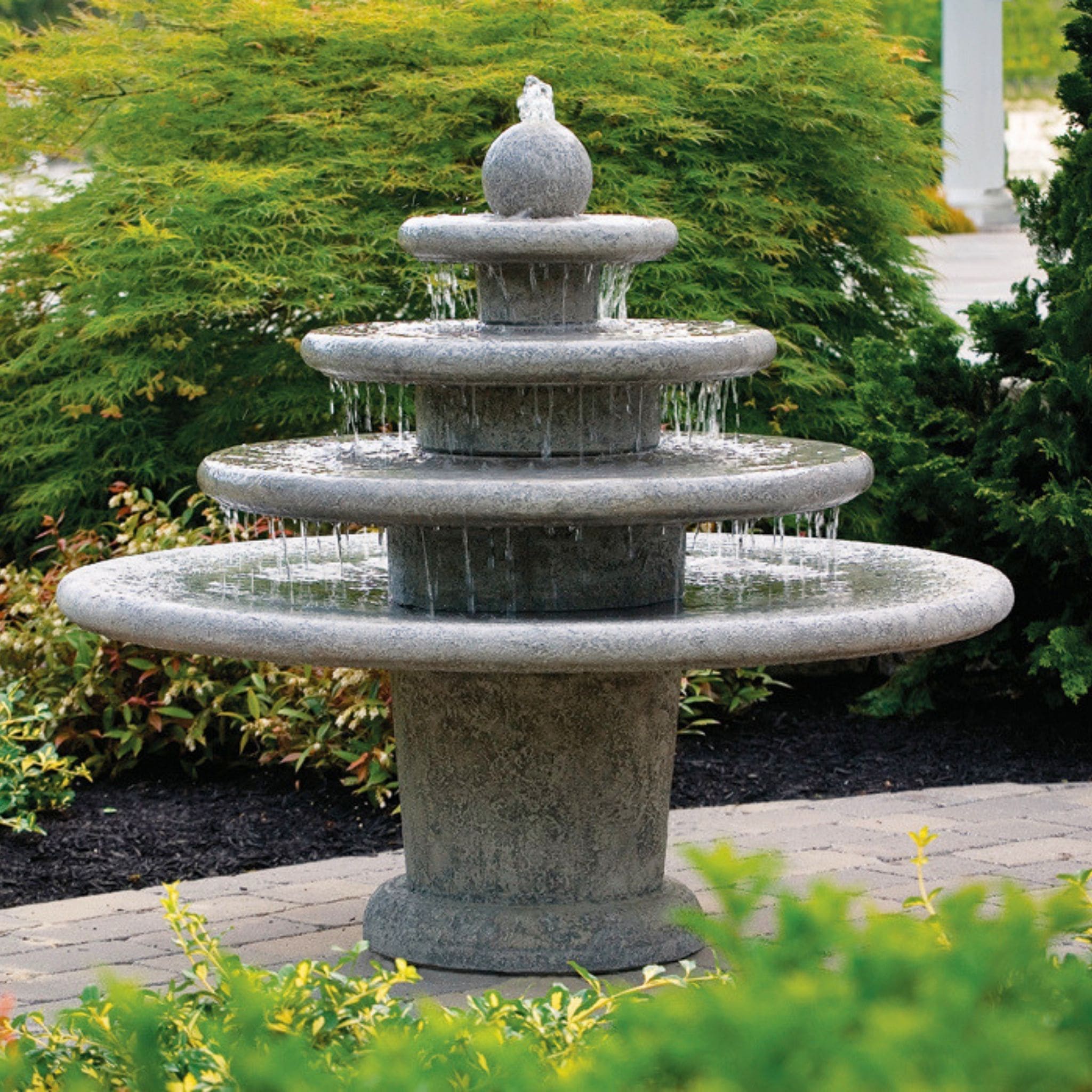 Gozo Sphere 4-Tier Concrete Fountain - Massarellis #3622 - Meditation Prayer Garden Decor