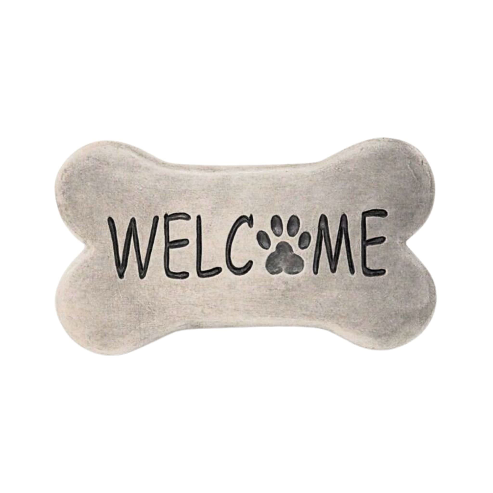 Welcome Dog Bone Concrete Garden Greeting Stone - Massarellis #1715