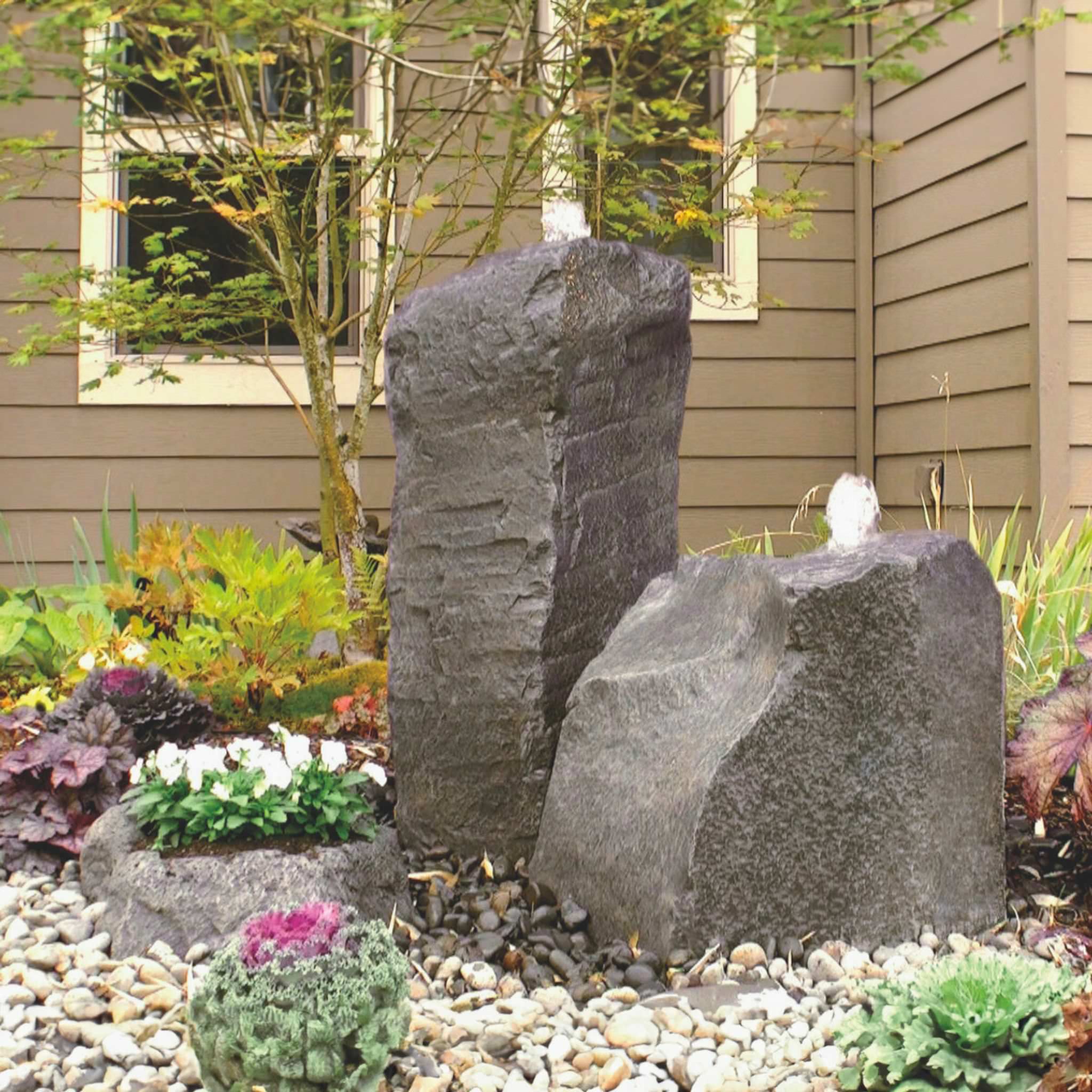 Cascade Double Fountain + GFRC Boulders - Complete Kit - Blue Thumb