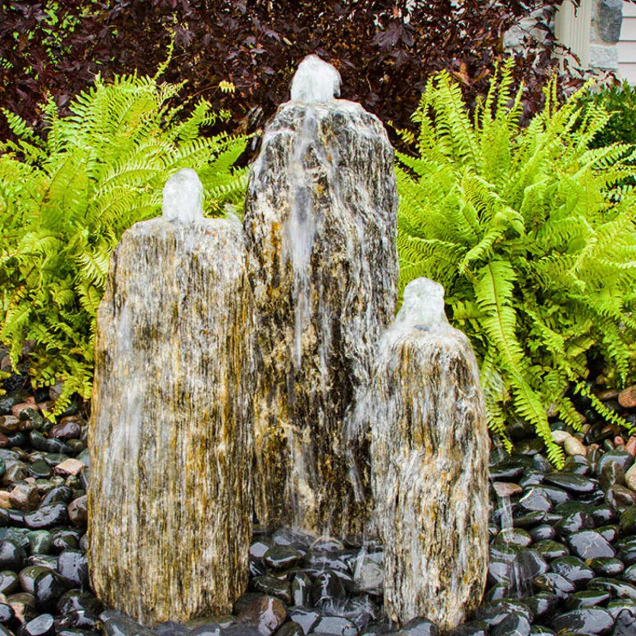 Chiseled "Beachcomber" 3-Column Stone Fountain - Complete Kit - Blue Thumb