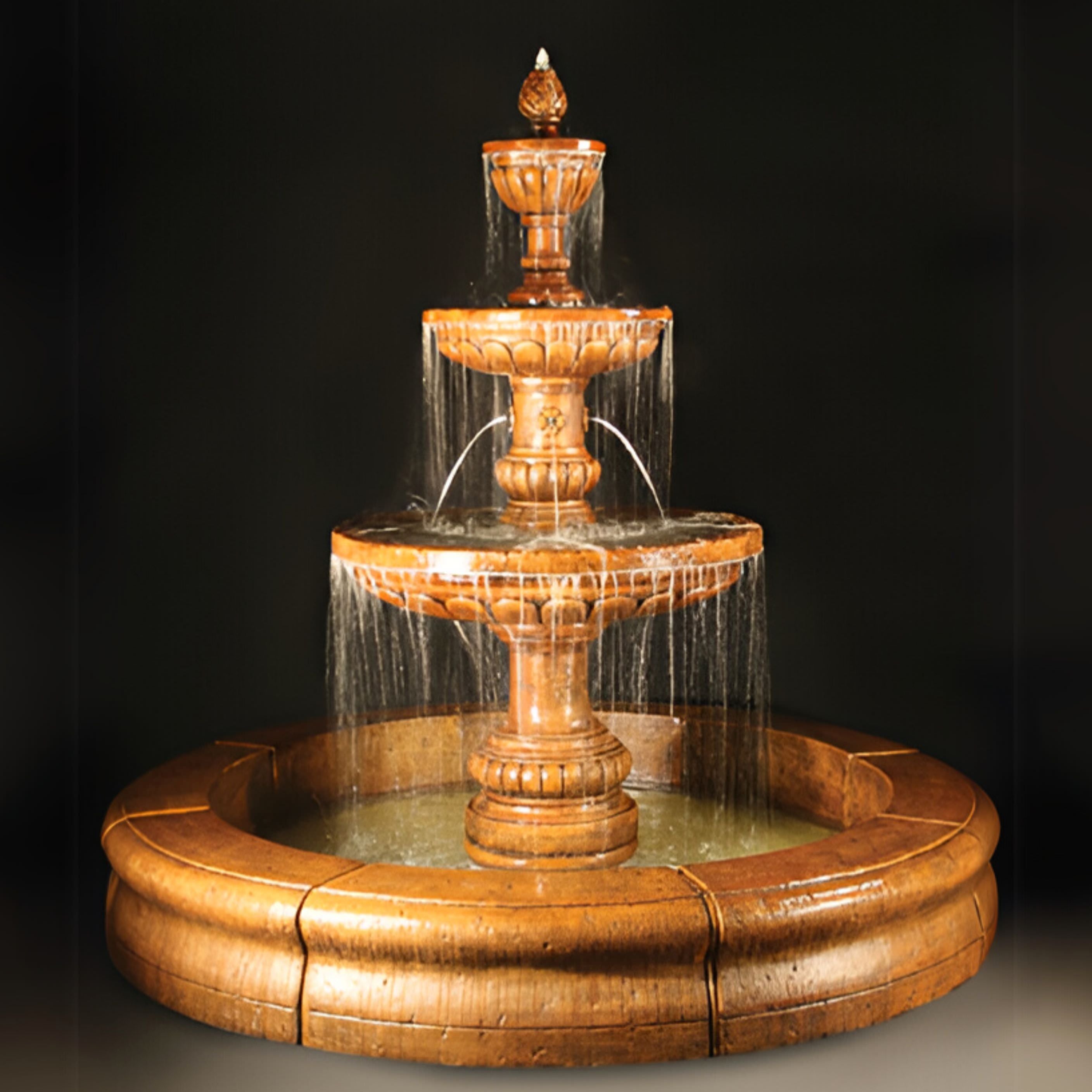 Mediterranean 3-Tier Concrete Pond Fountain - Fiore #LG134FRG