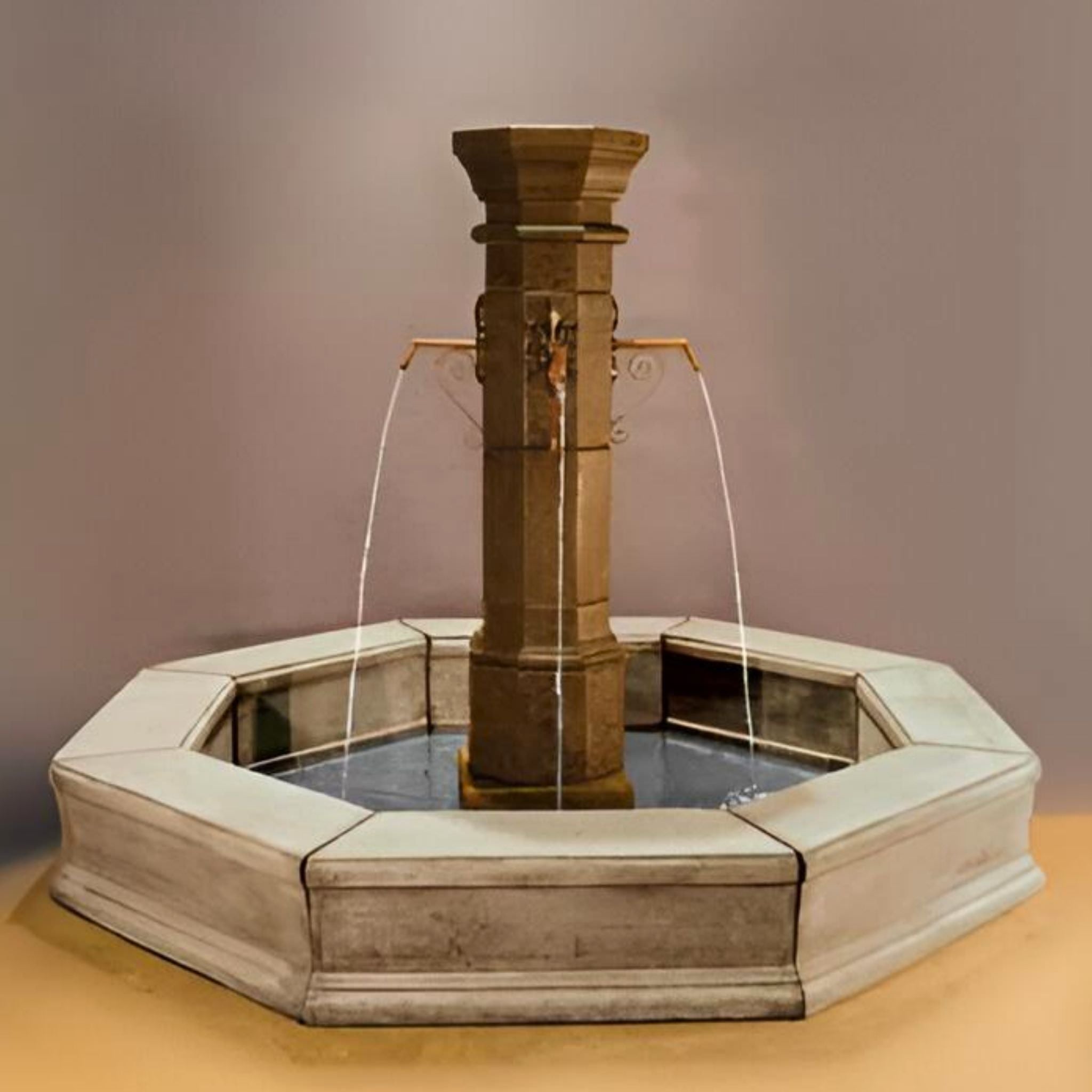  Plaza Concrete Fountain with Octagon Basin - Fiore #2158