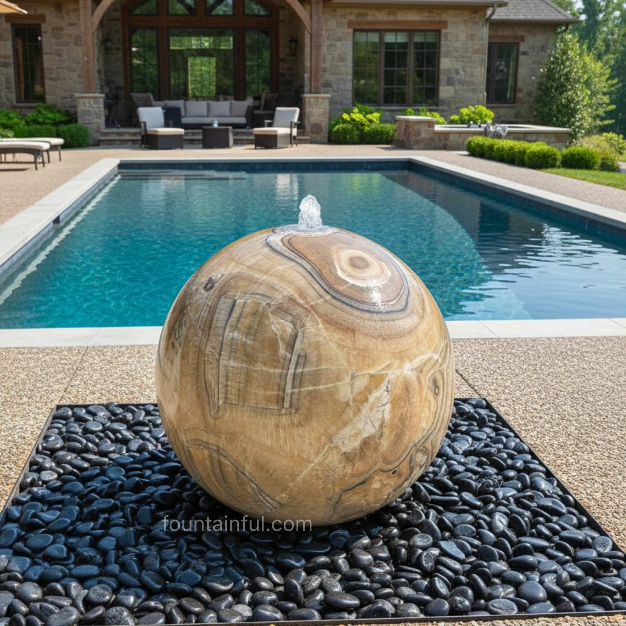 Yellow Onyx XL 30" Sphere Fountain - Natural Quarried Stone 