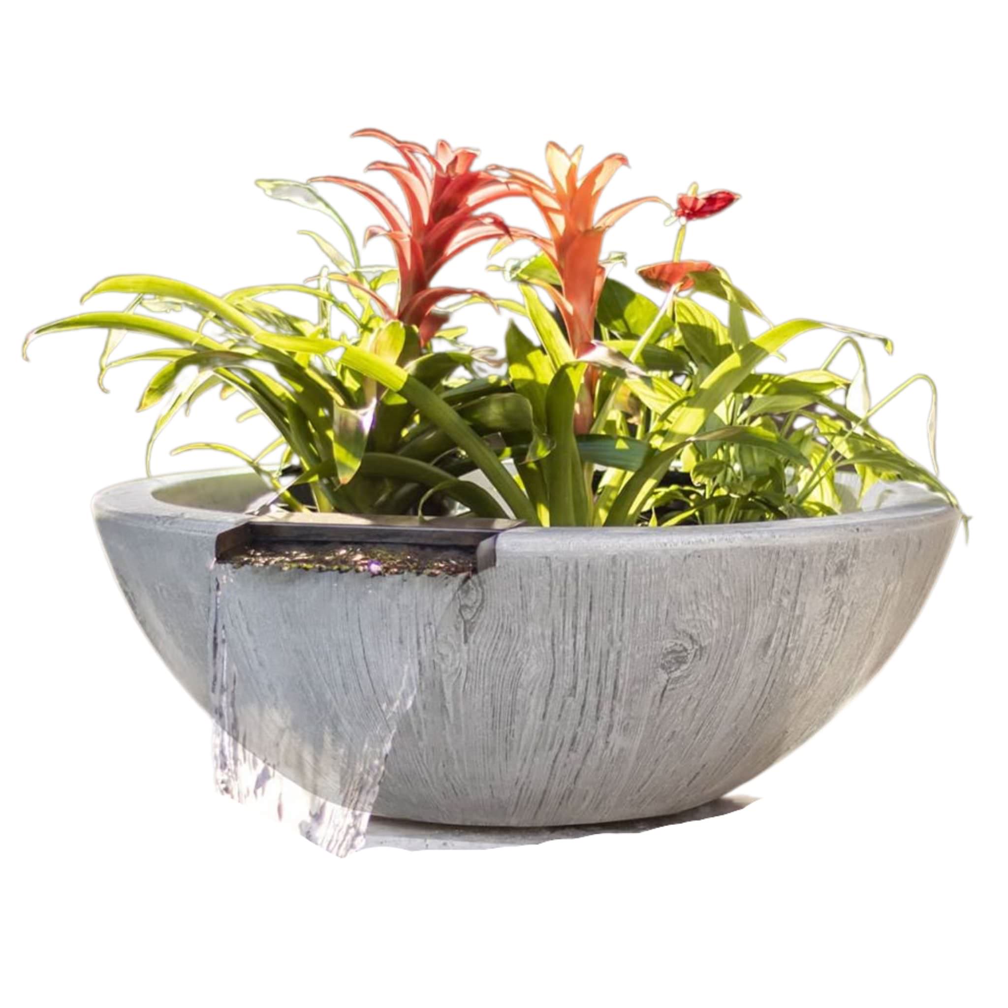 "Sedona" Wood Grain Concrete Planter & Water Bowl - The Outdoor Plus