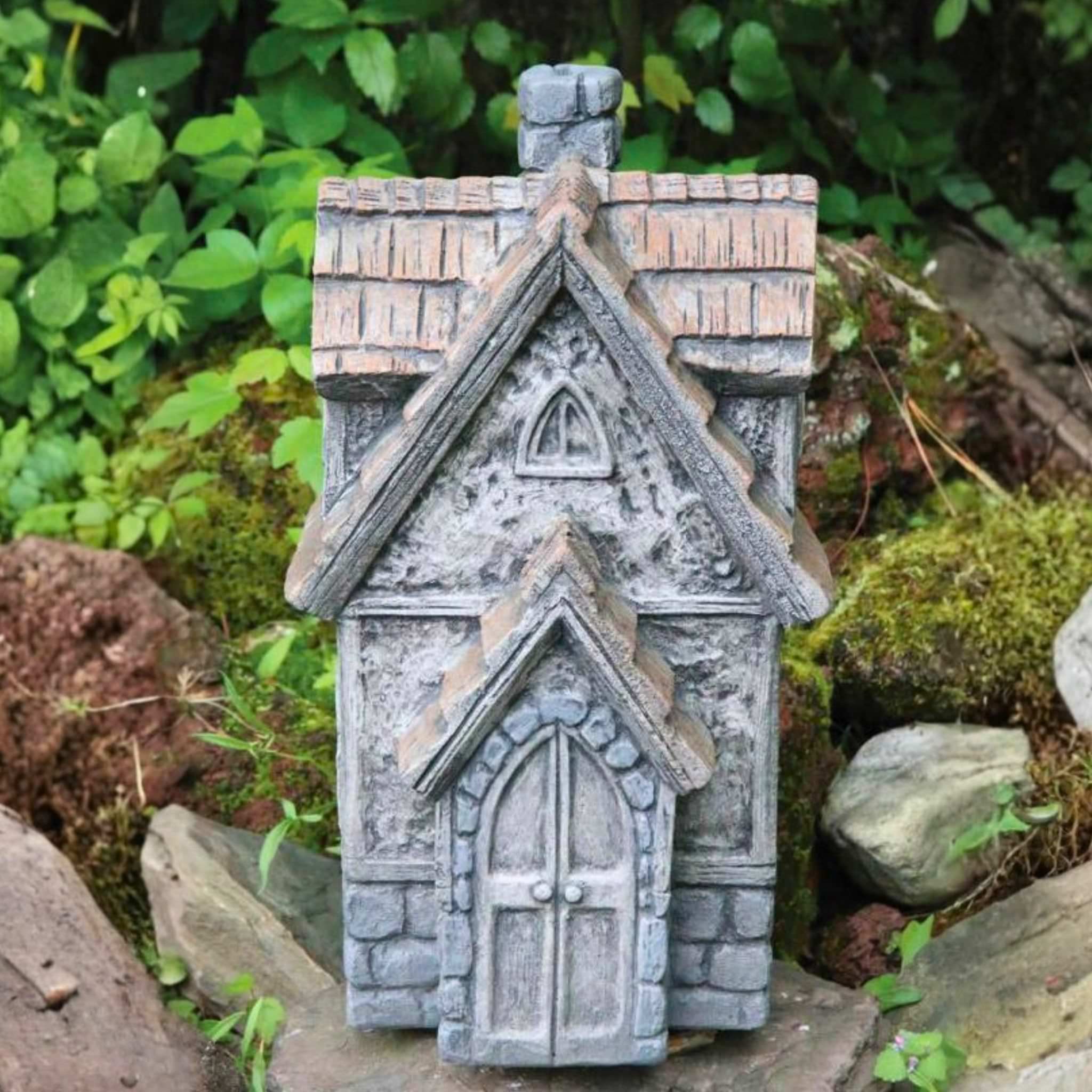Stone Cottage Whispering Woods Concrete Statue - Massarellis #2400 - Fantasy Fairy Garden Decor