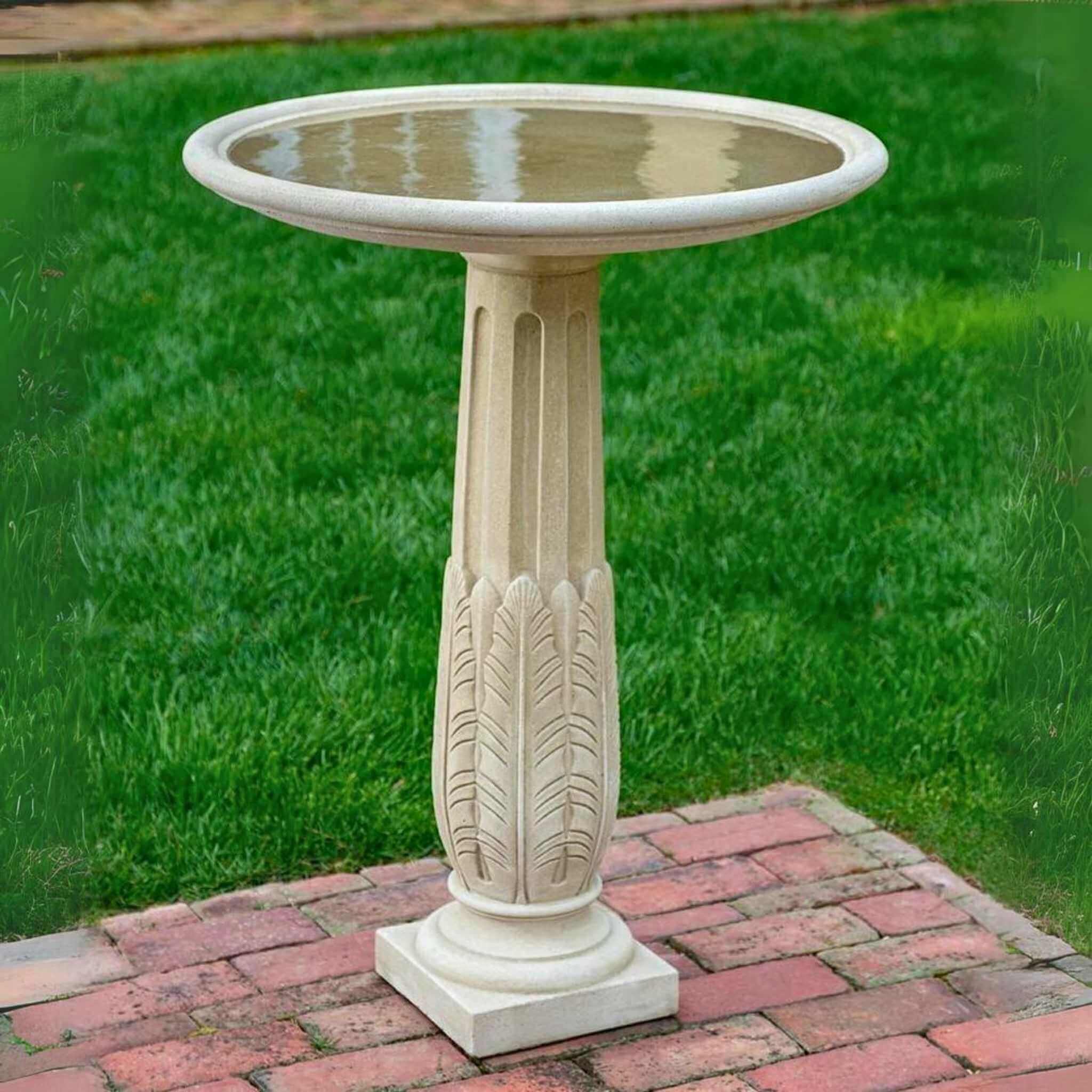 Garnier Bird Feather Concrete Bird Bath