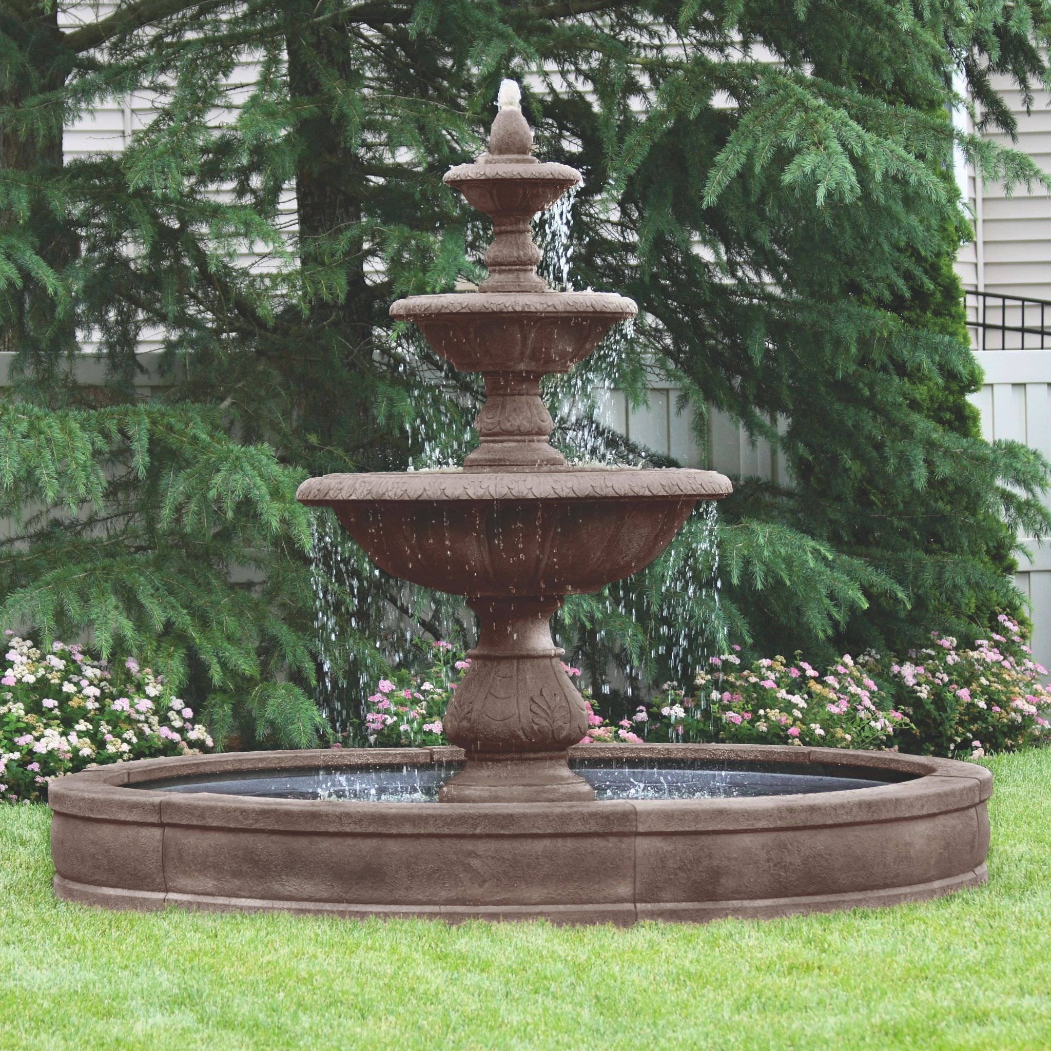 Windley Key 3-Tier Concrete Fountain w/Pool - Massarellis #3731