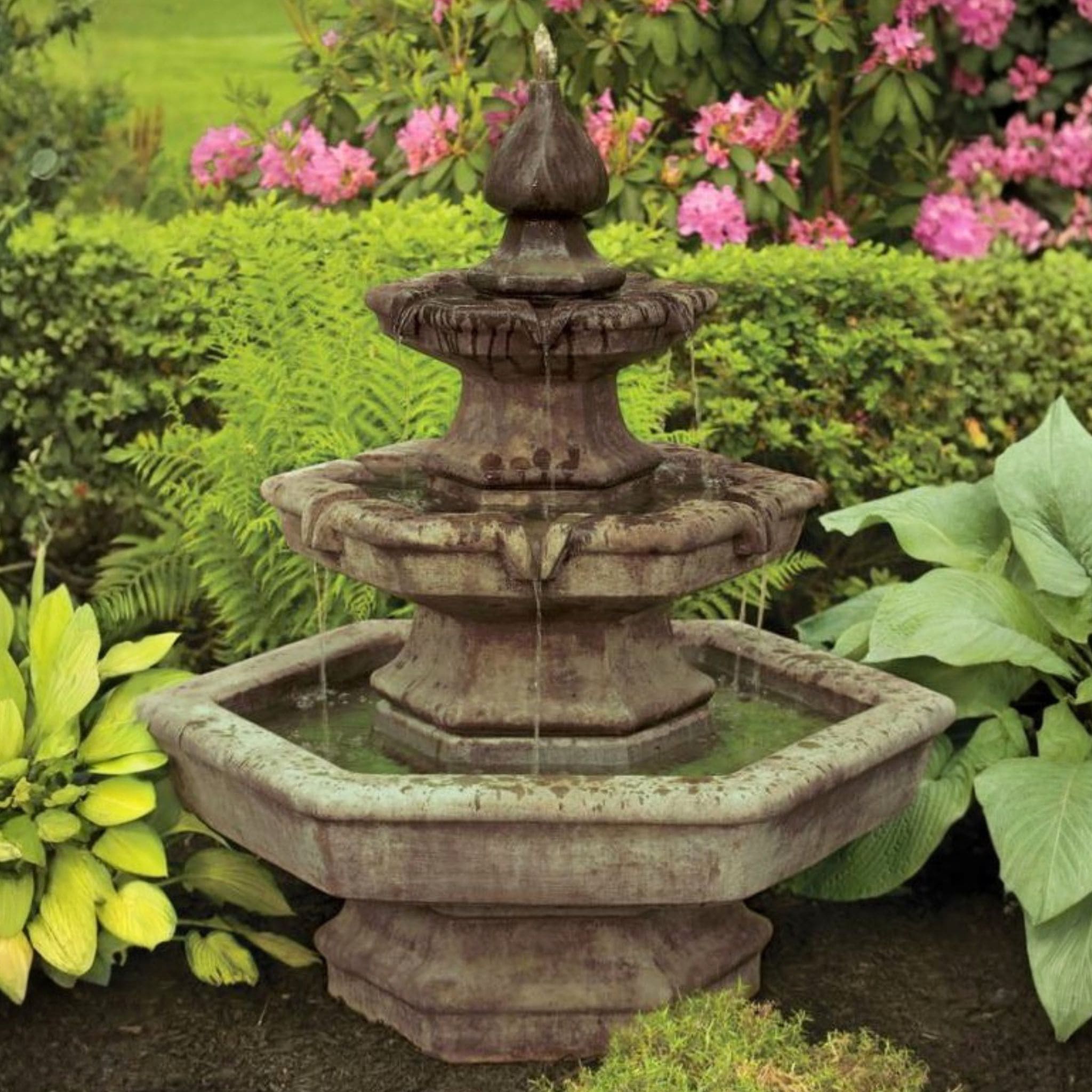 Spade 3-Tier Hexagon Concrete Fountain - Massarellis #3705