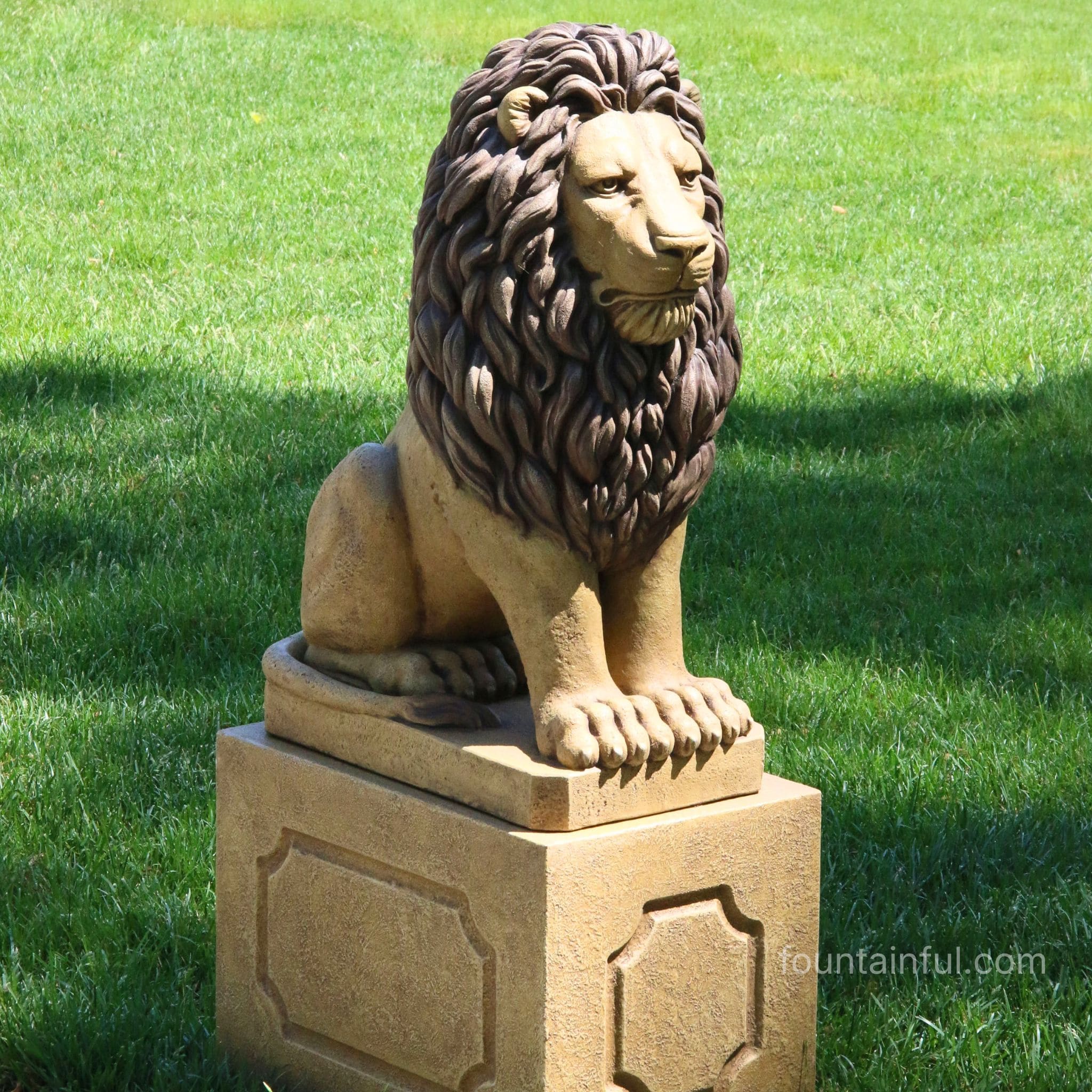 30" Grandessa Sitting Lion Concrete Statue - Massarellis #4022