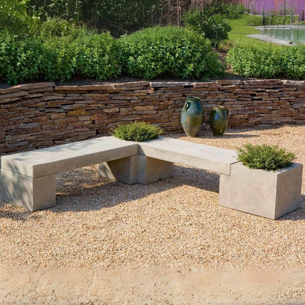 Long Concrete Memorial Bench with 2 Planters