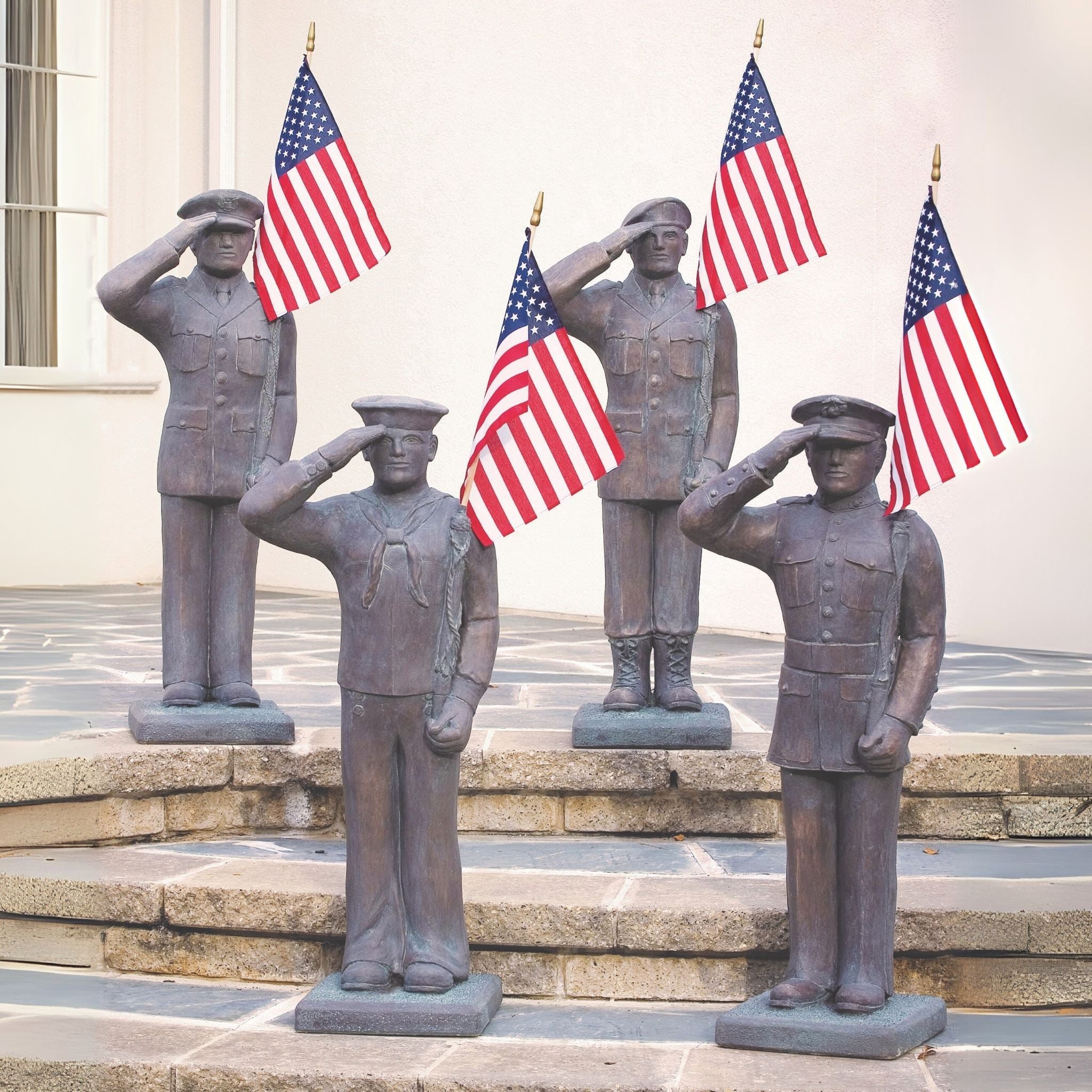 U.S. Army Navy Marines Air Force Tall Statues - Massarellis